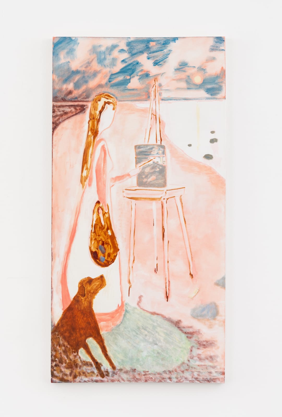 Shanna Waddell, s/heness paints the full moonset at waters edge, 2022