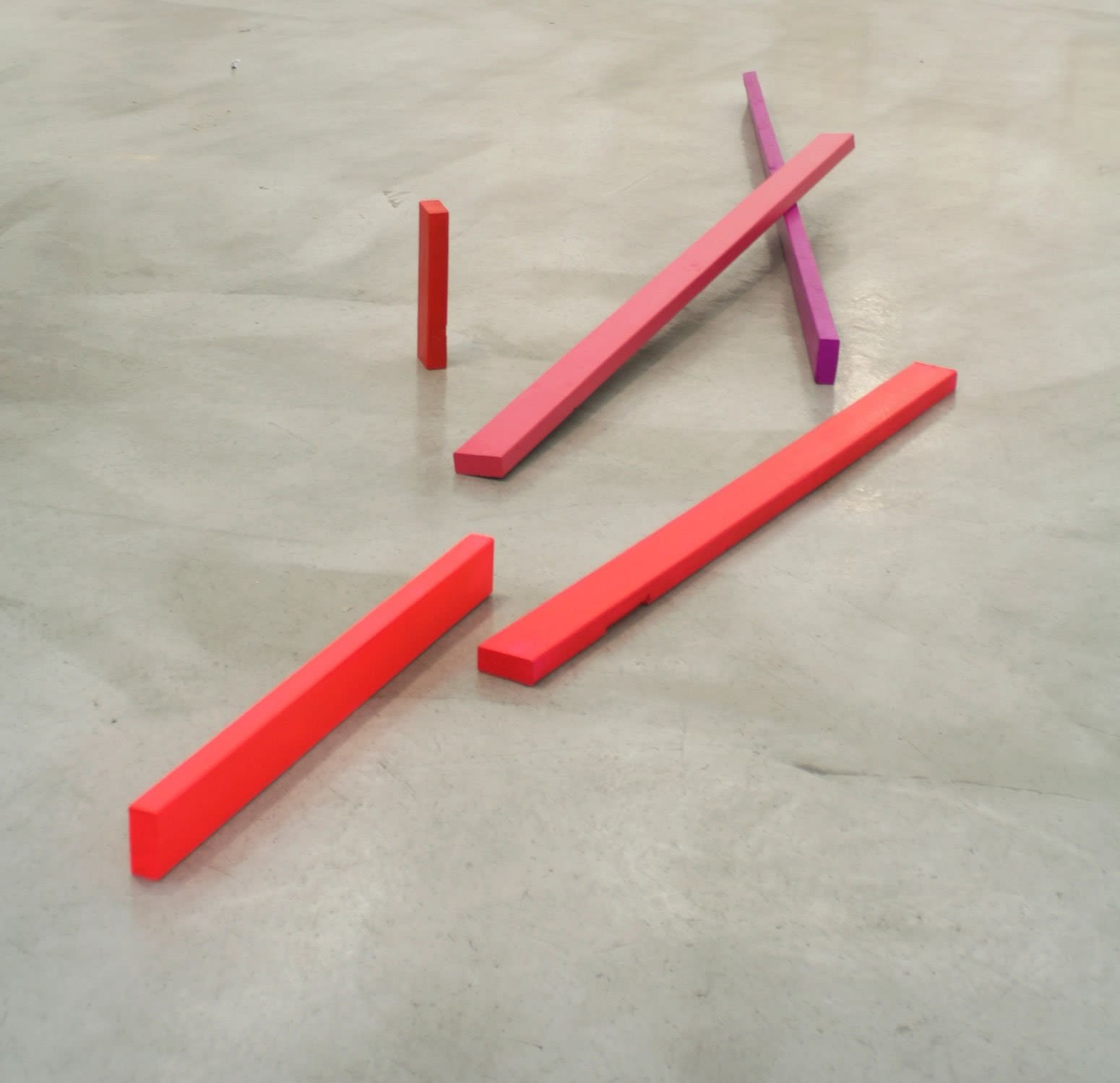 Andrew Kuo, My Apartment (Purple), The Bar (Light Red), Your Apartment (Dark Pink), The Supermarket (Pink), The Park (Red), 2013