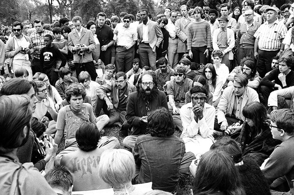 Howard L. Bingham, Activist Allen Ginsberg at Democratic Convention, Lincoln Park, Chicago, 1968