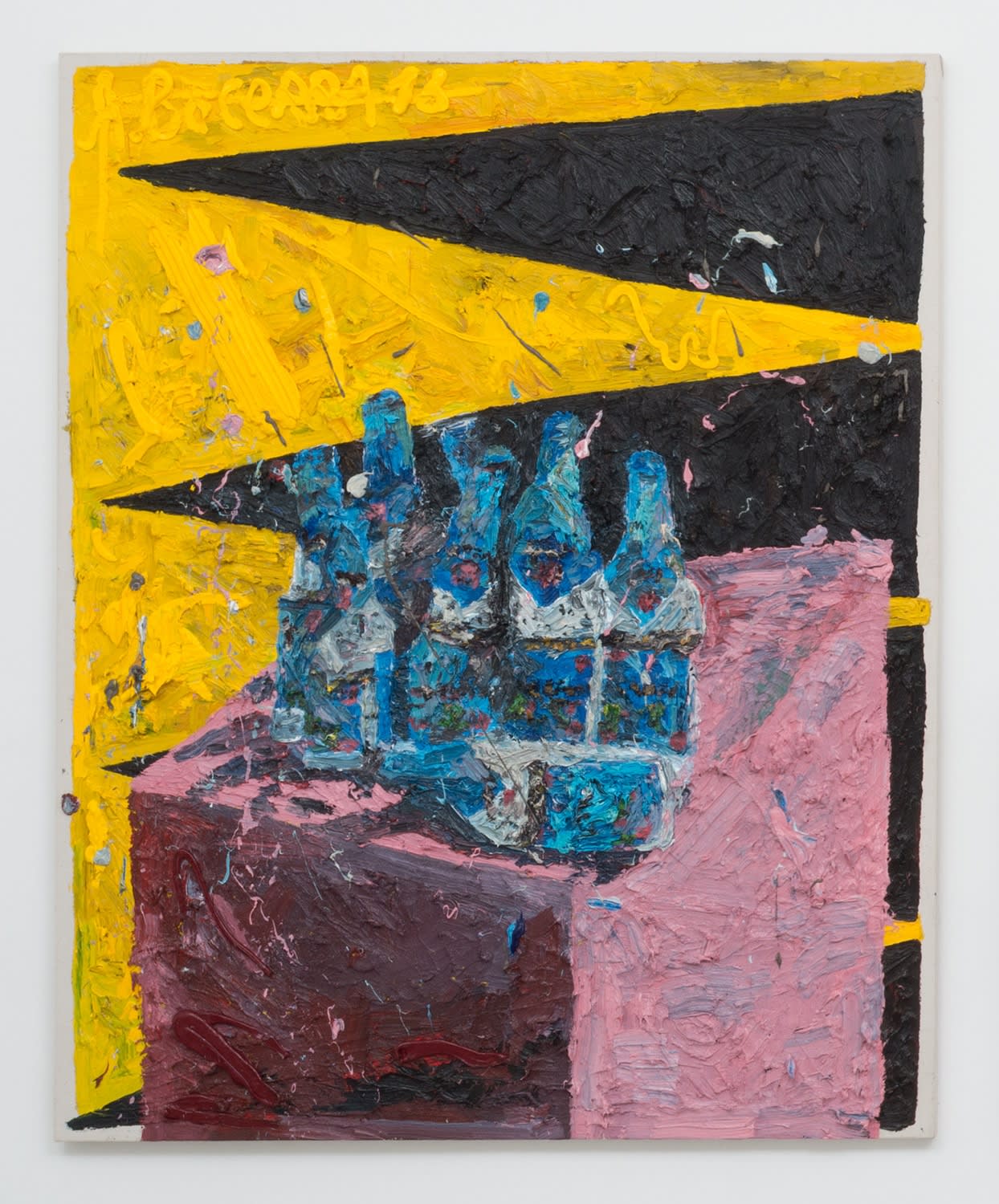 Alex Becerra, A painting of broken Bottles (Delirium Tremens), 2016