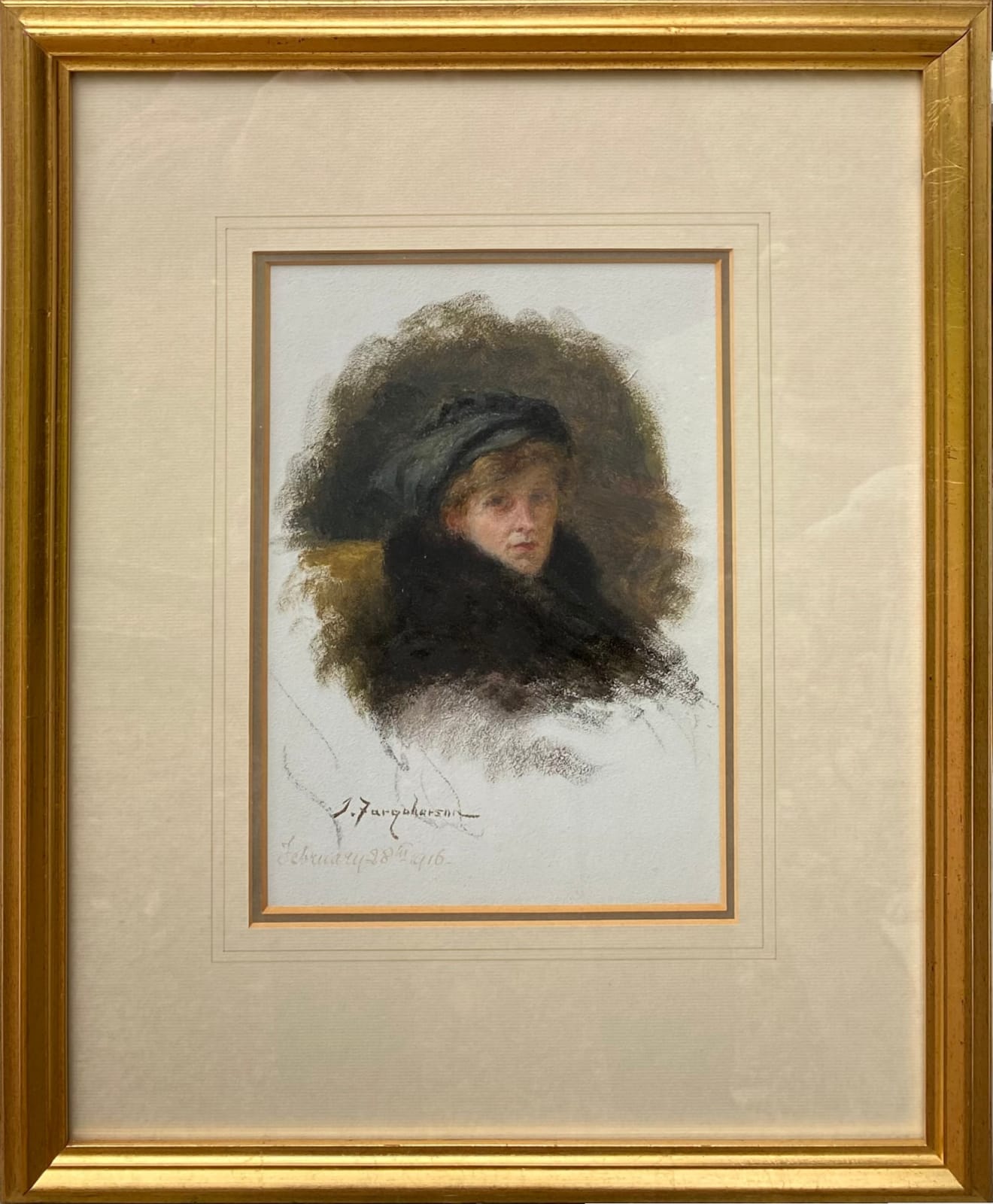 Joseph Farquharson RA, Portrait of a Lady in Black - the Artist's Stepmother