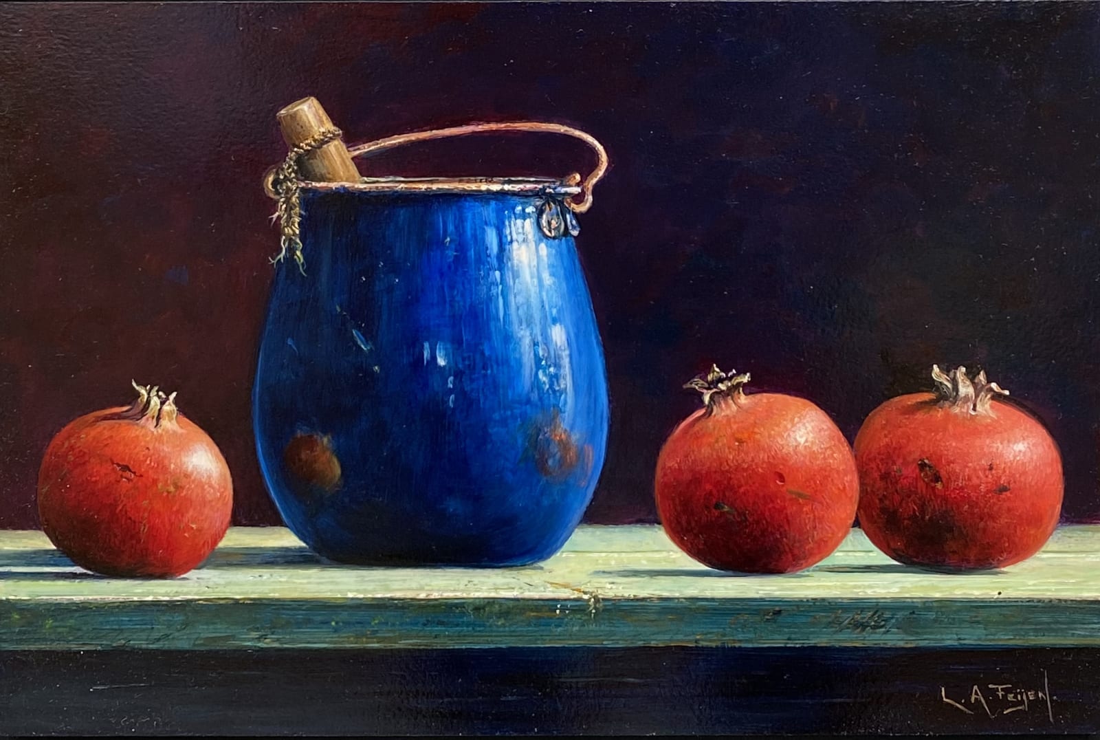 Lion Feijen, Blue Can and Pomegranates, 2021