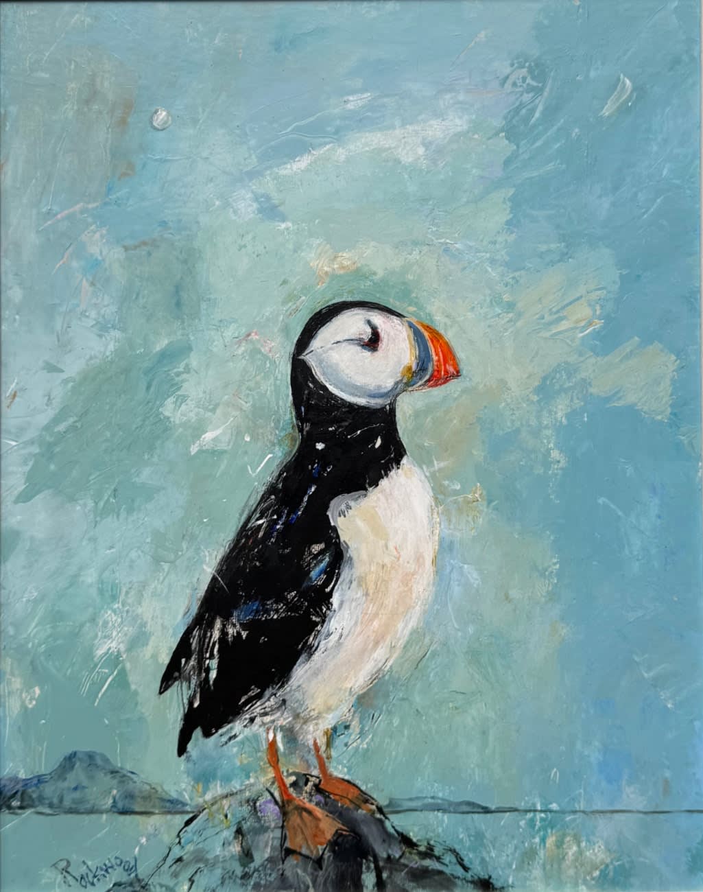 Carolyn Rockwood, Puffin on an Ocean Rock, 2025