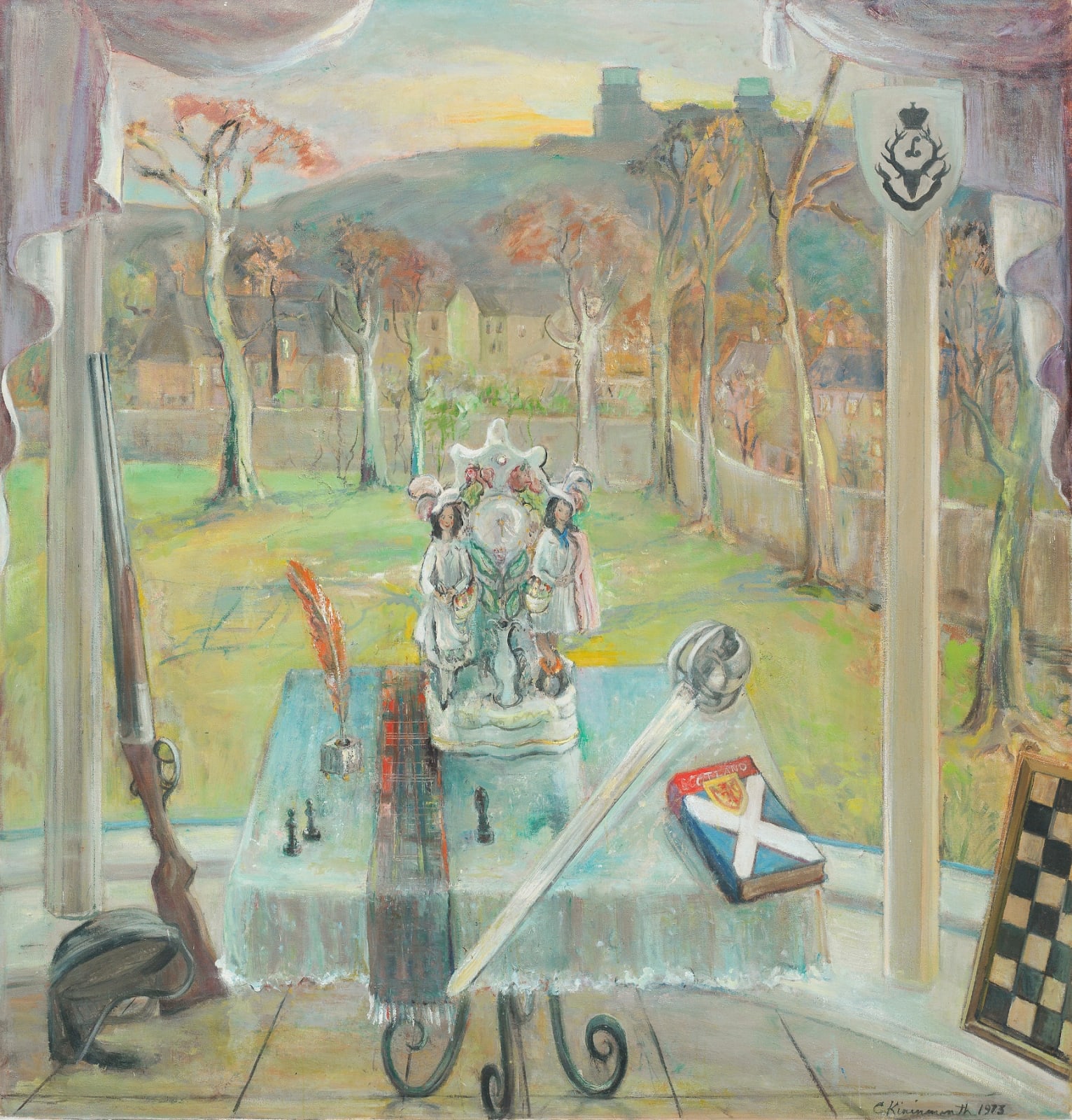 Lady Caroline Kininmonth, A Very Scottish Still Life looking towards The Royal Observatory, Edinburgh, 1973