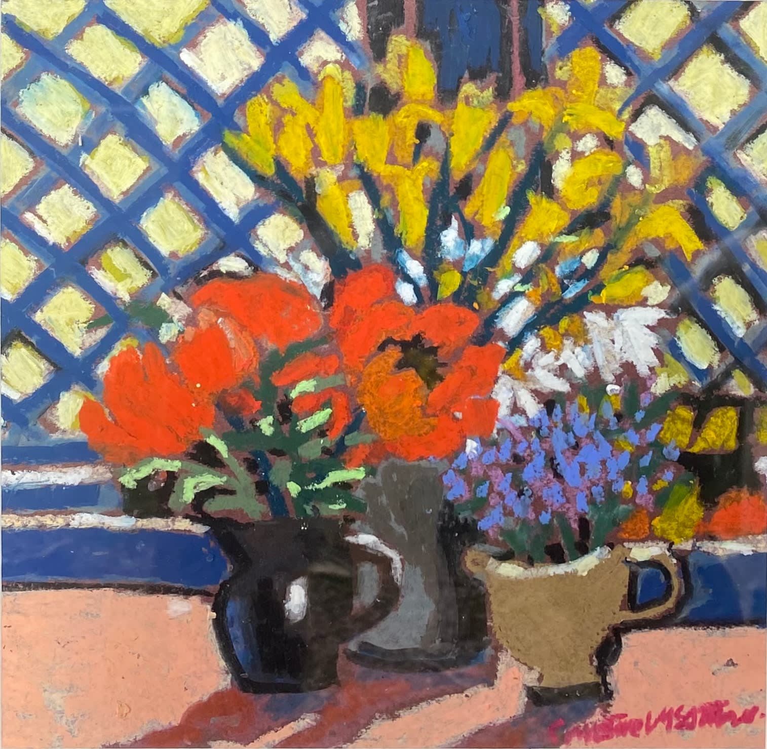 Christine L McArthur RSW RGI, Roses and Daffodils on the Windowsill