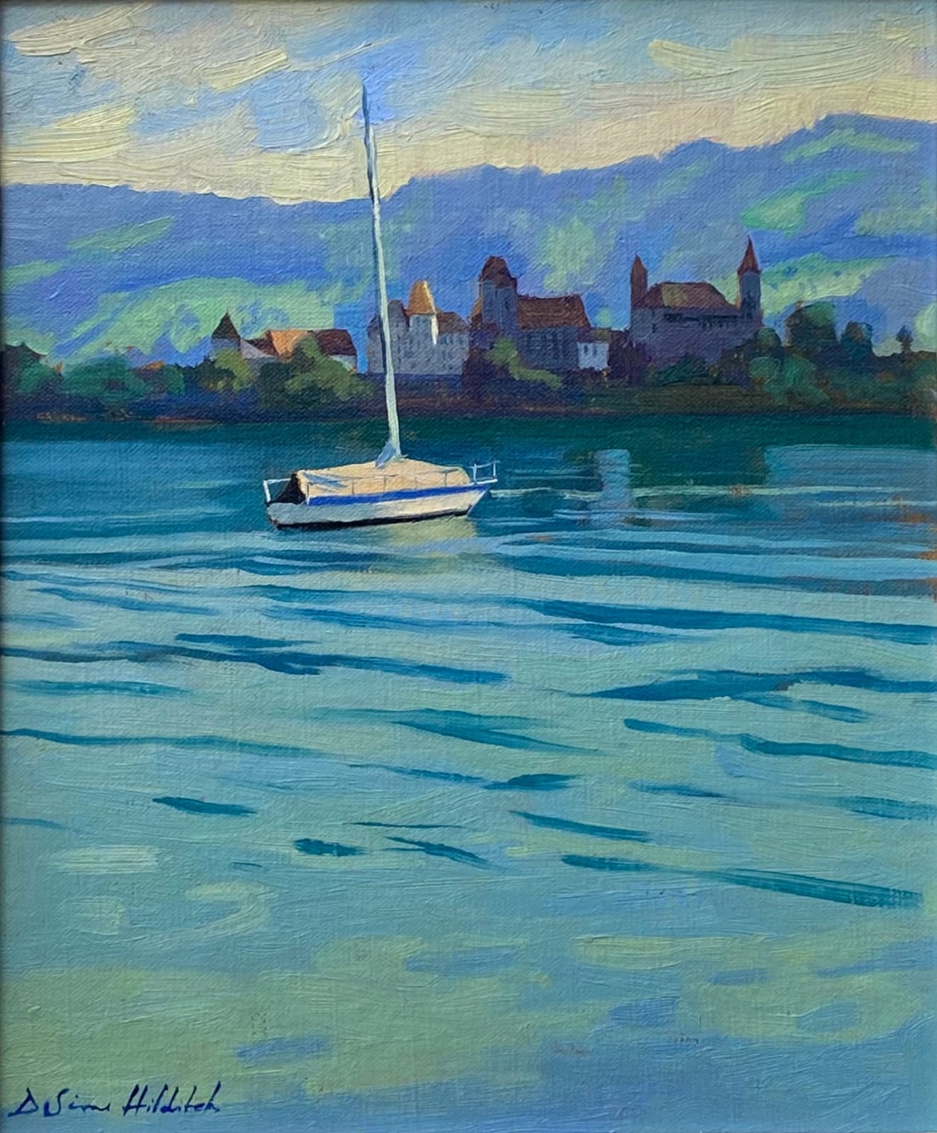 Daisy Sims Hilditch, Rapperswil Castle in blue and green palette