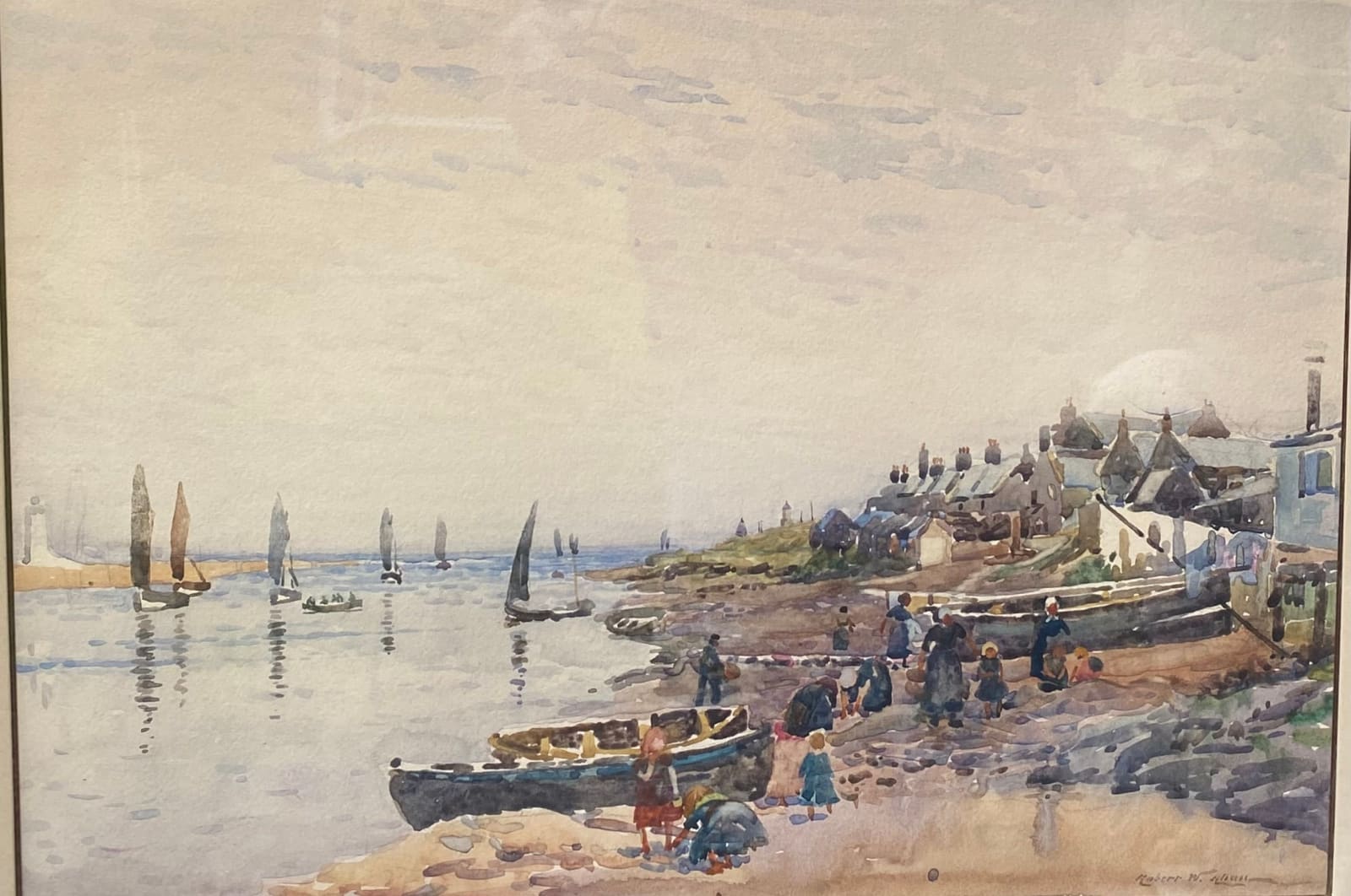 Robert Weir Allan RSA RWS RSW, Coastal Fishing Scene