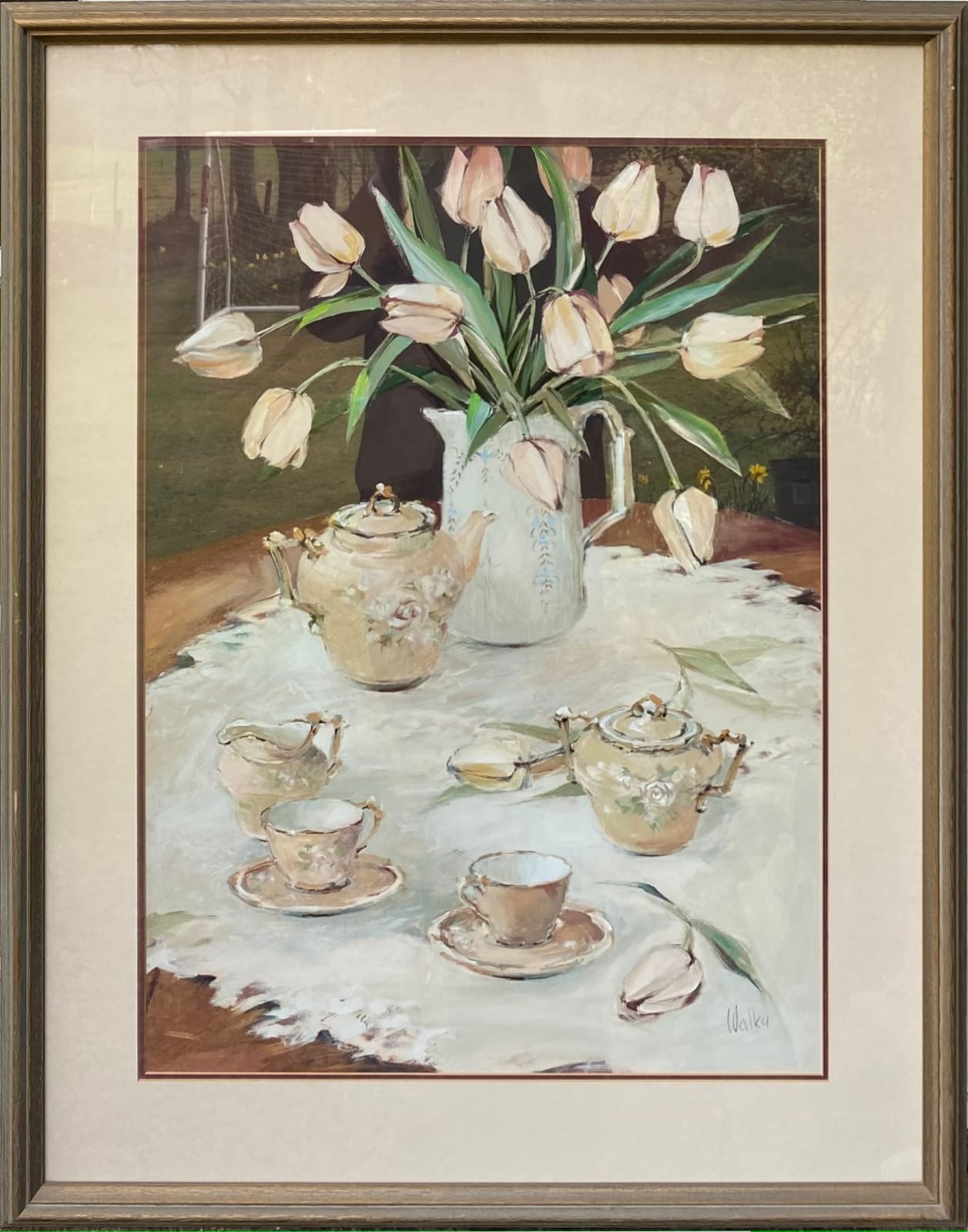 Ethel Walker, Still Life of Tulips and Tea Set