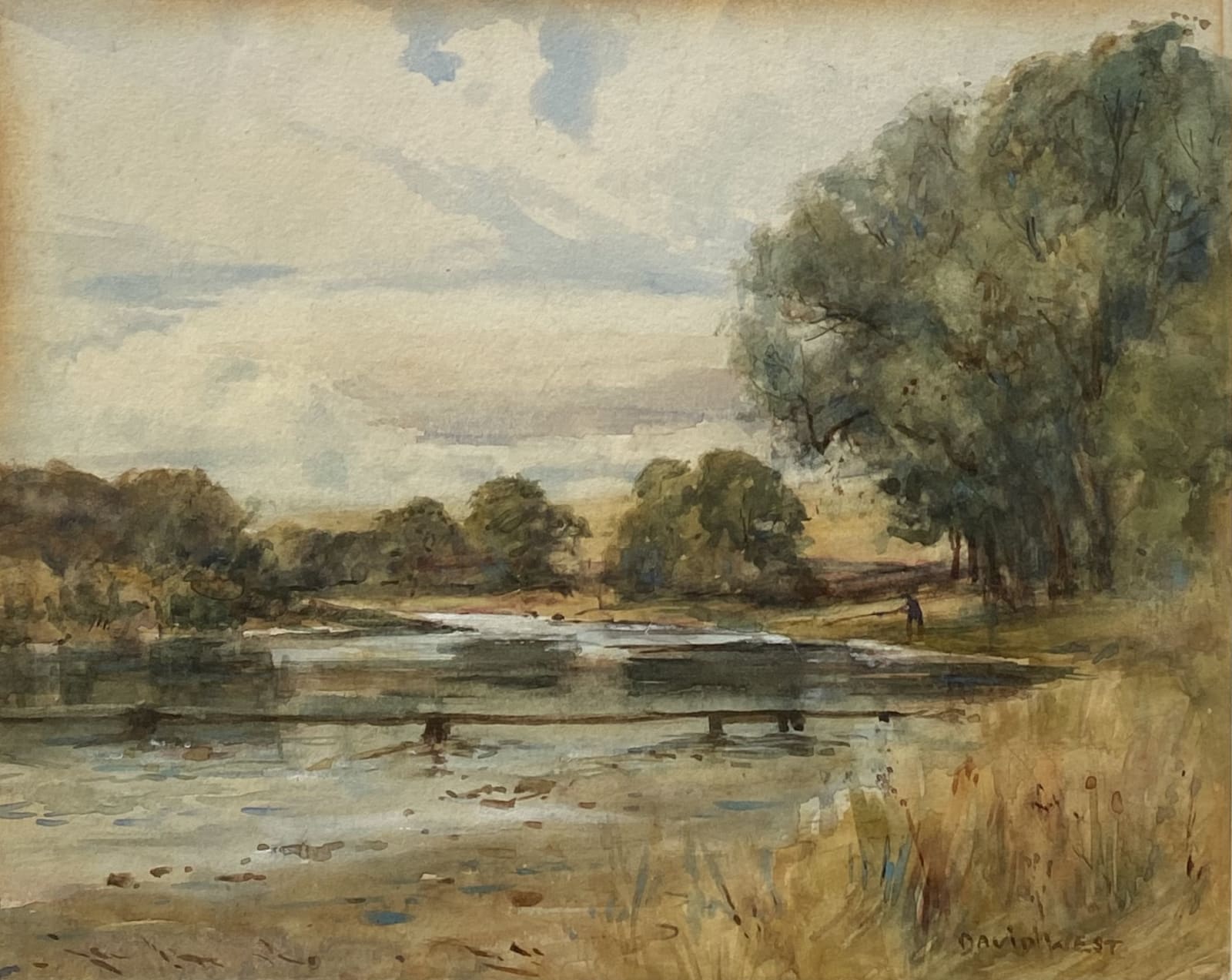 David West RSW, A River Scene