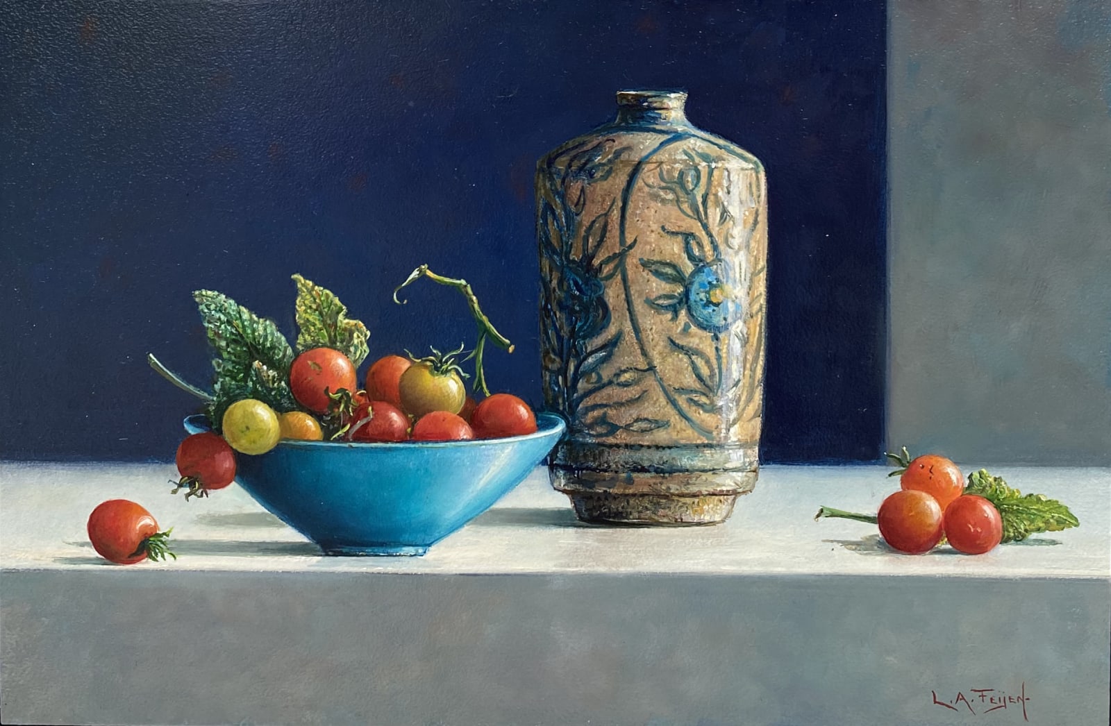 Lion Feijen, Coloured Jug and Small Tomatoes, 2021