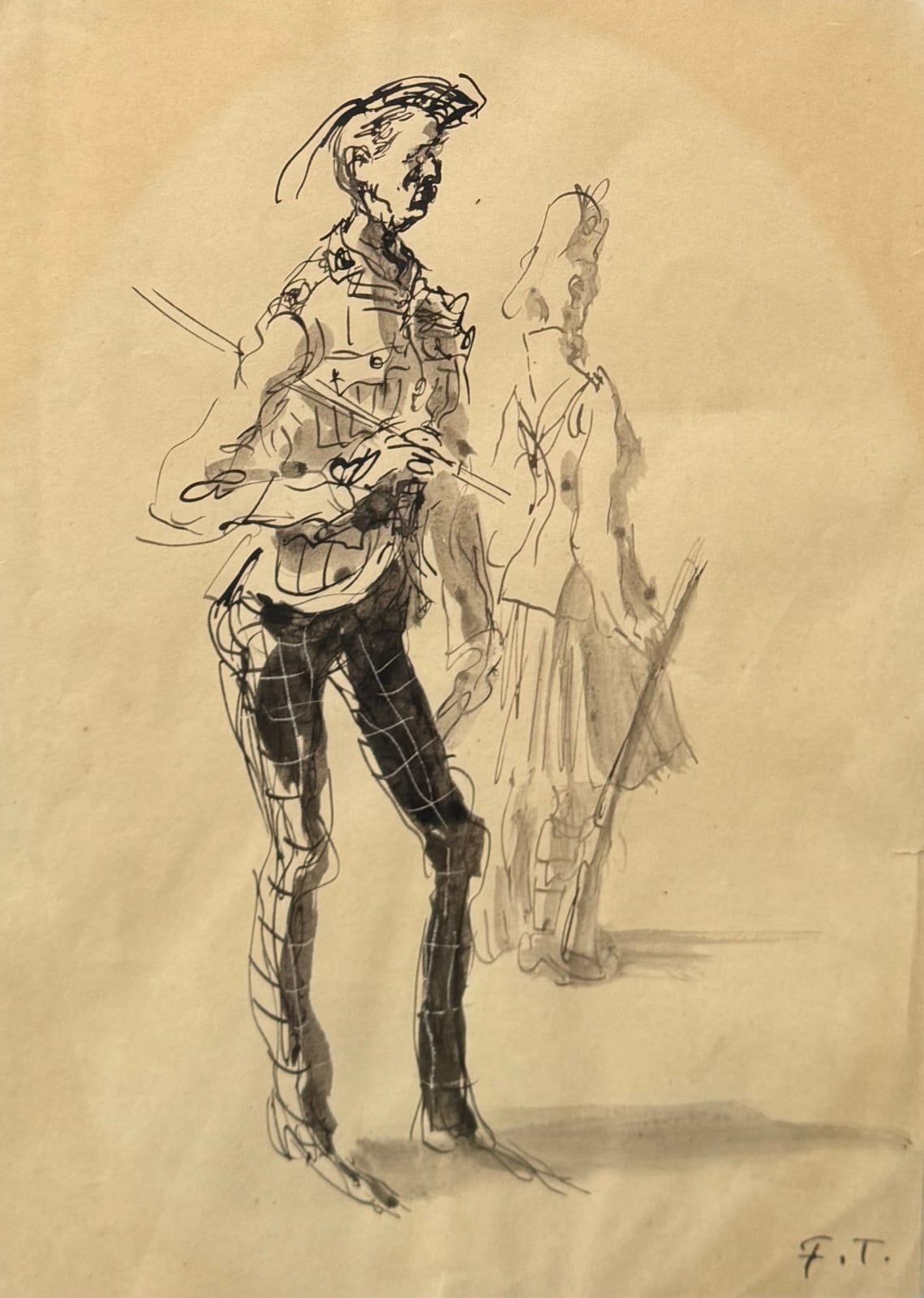 Feliks Topolski RA, Portrait of two Army Scottish Highlanders