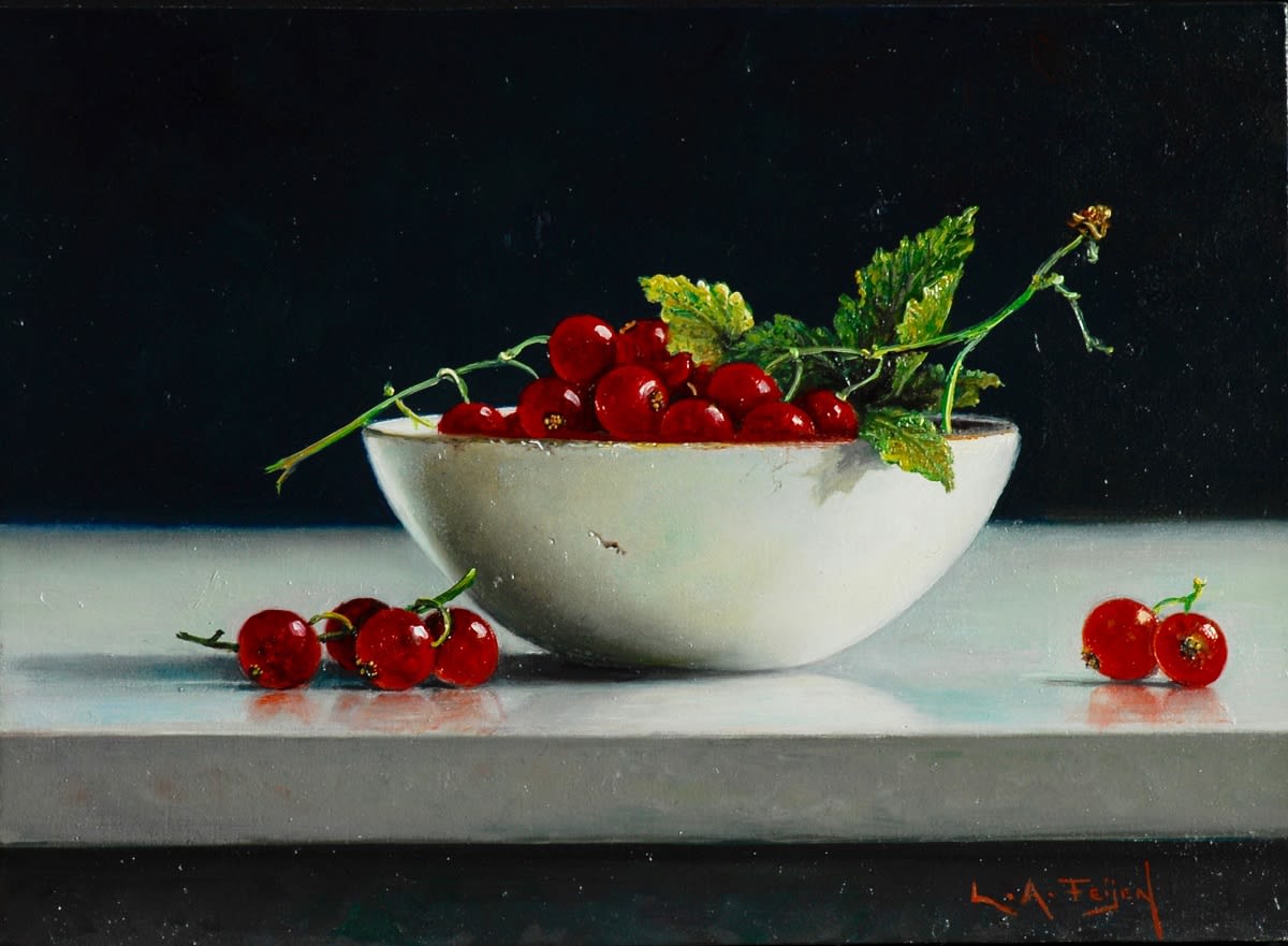 Lion Feijen, White Bowl with Redcurrants