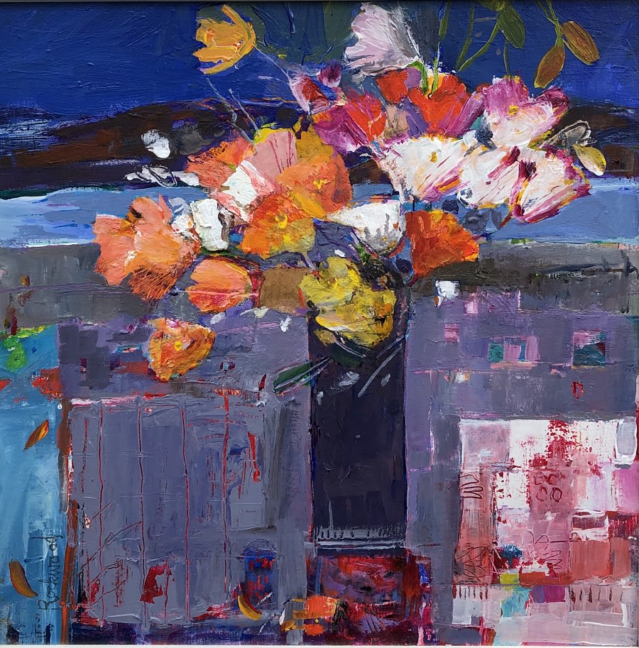 Carolyn Rockwood, Poppies and Chequered Cloth