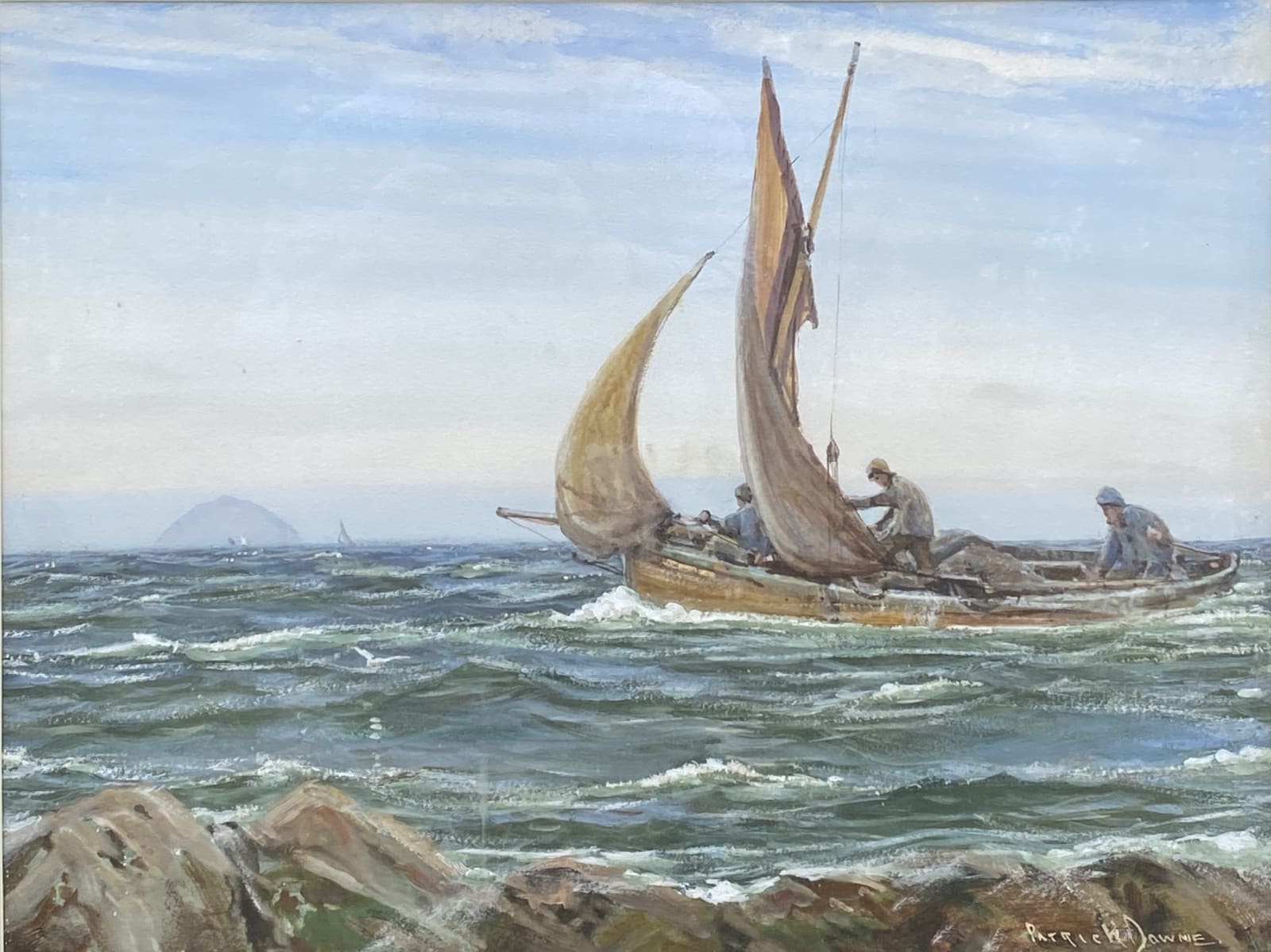 Patrick Downie RSW, Fishermen off Ailsa Craig