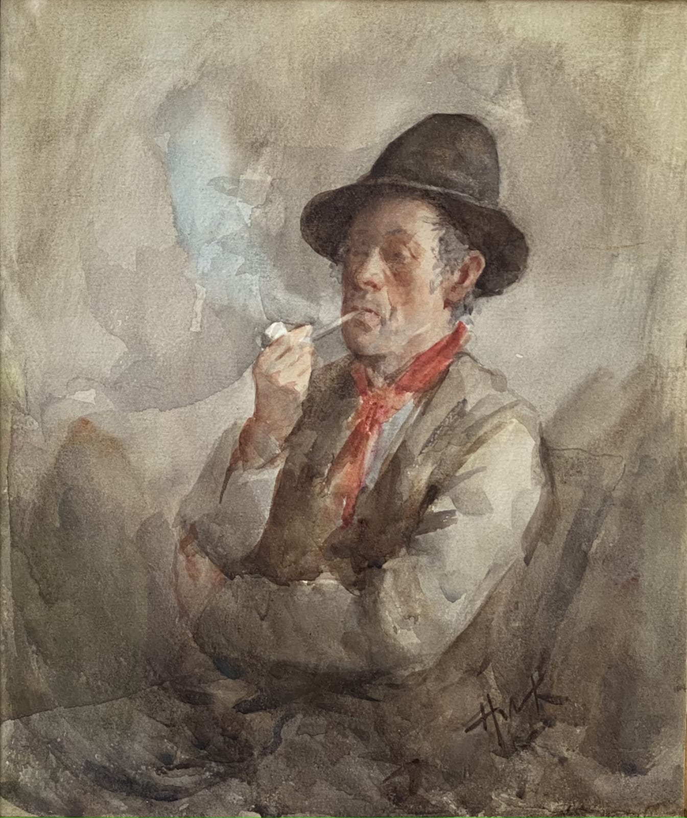 Henry Wright Kerr RSA RSW, A Relaxing Pipe