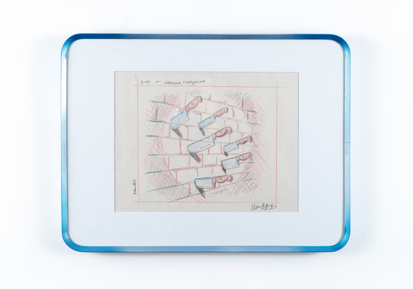 Lindsey Lascaux, Nice Try, knives in a brick wall, 2025