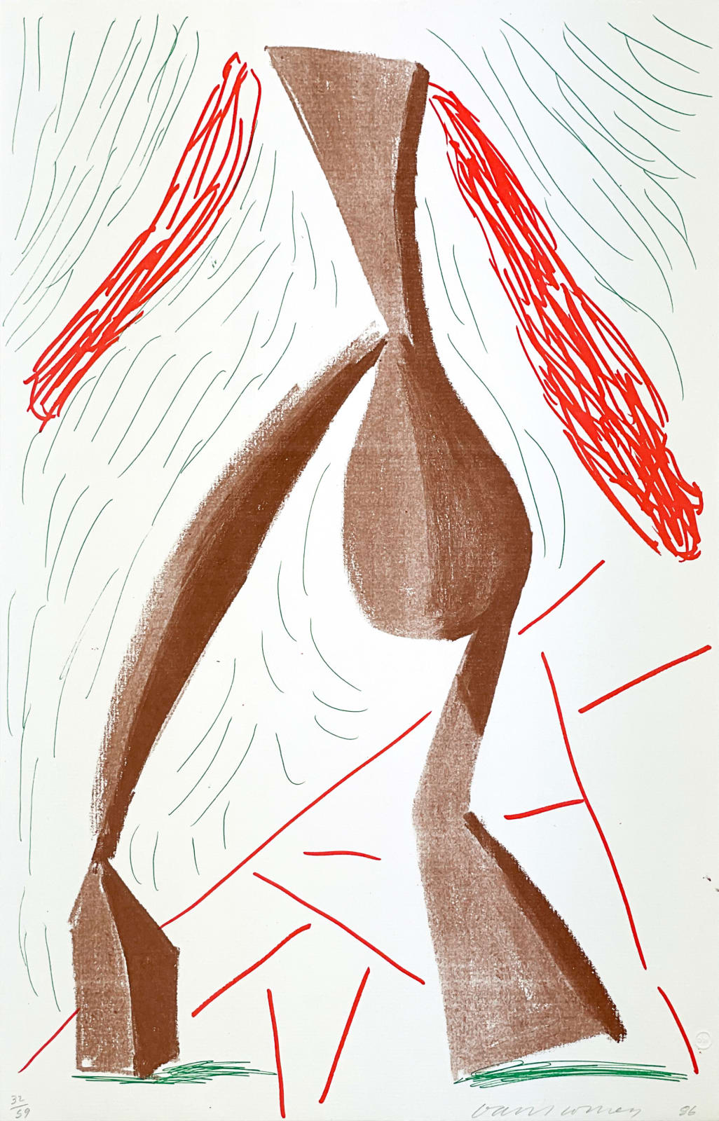 David Hockney, Walking, June 1986, 1986