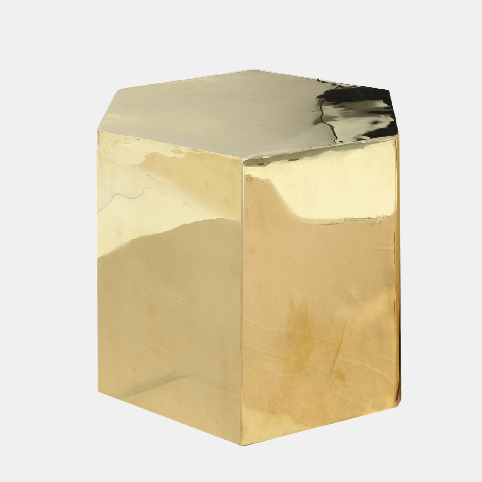 Basalt Large Hexagonal Brass Table