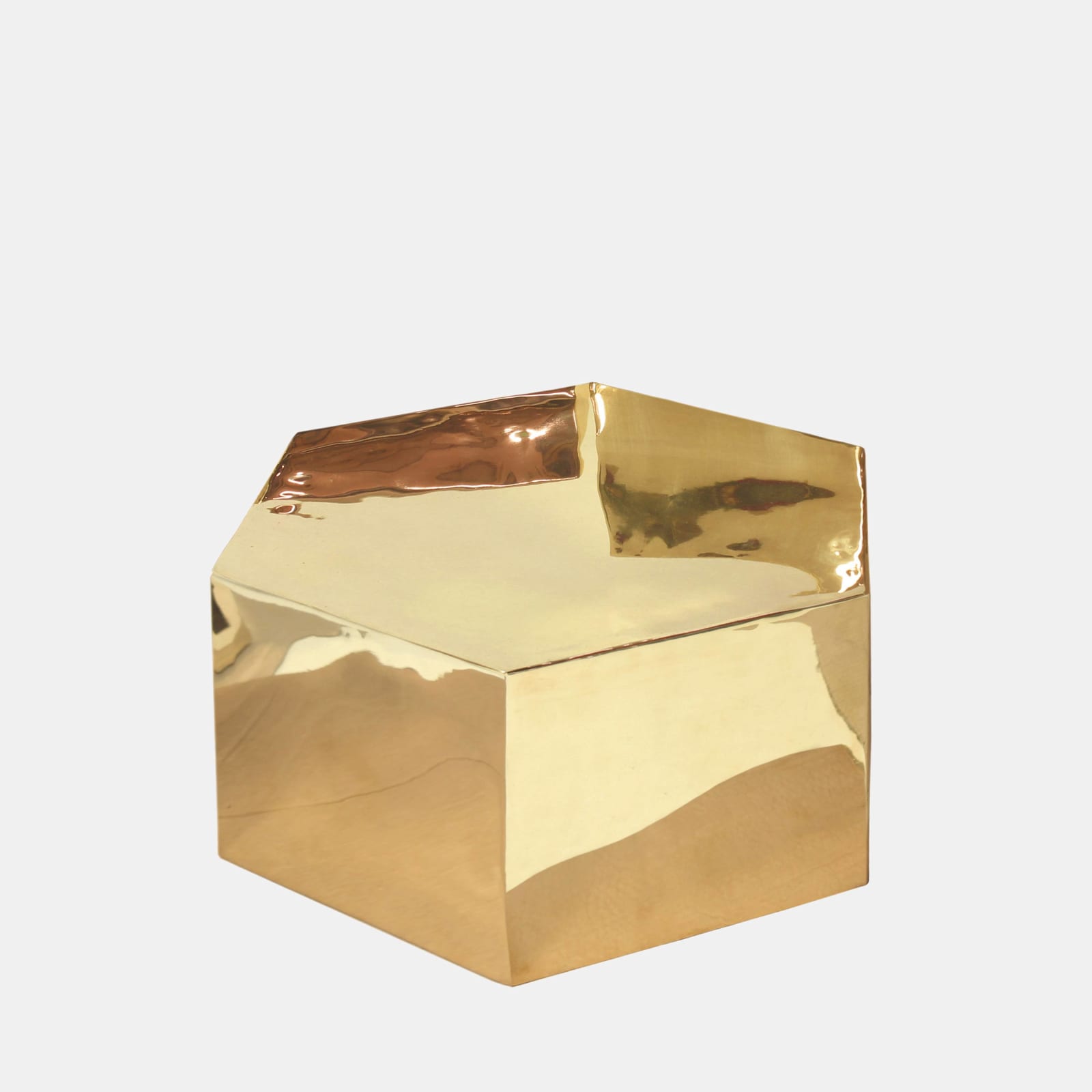 Basalt Small Hexagonal Brass Table