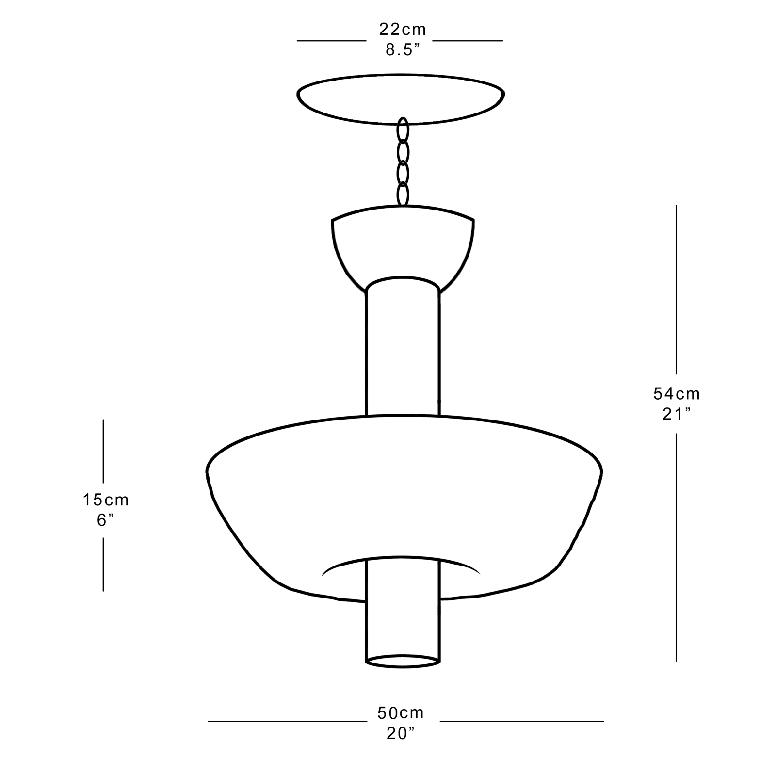 Size diagram - Large with chain
