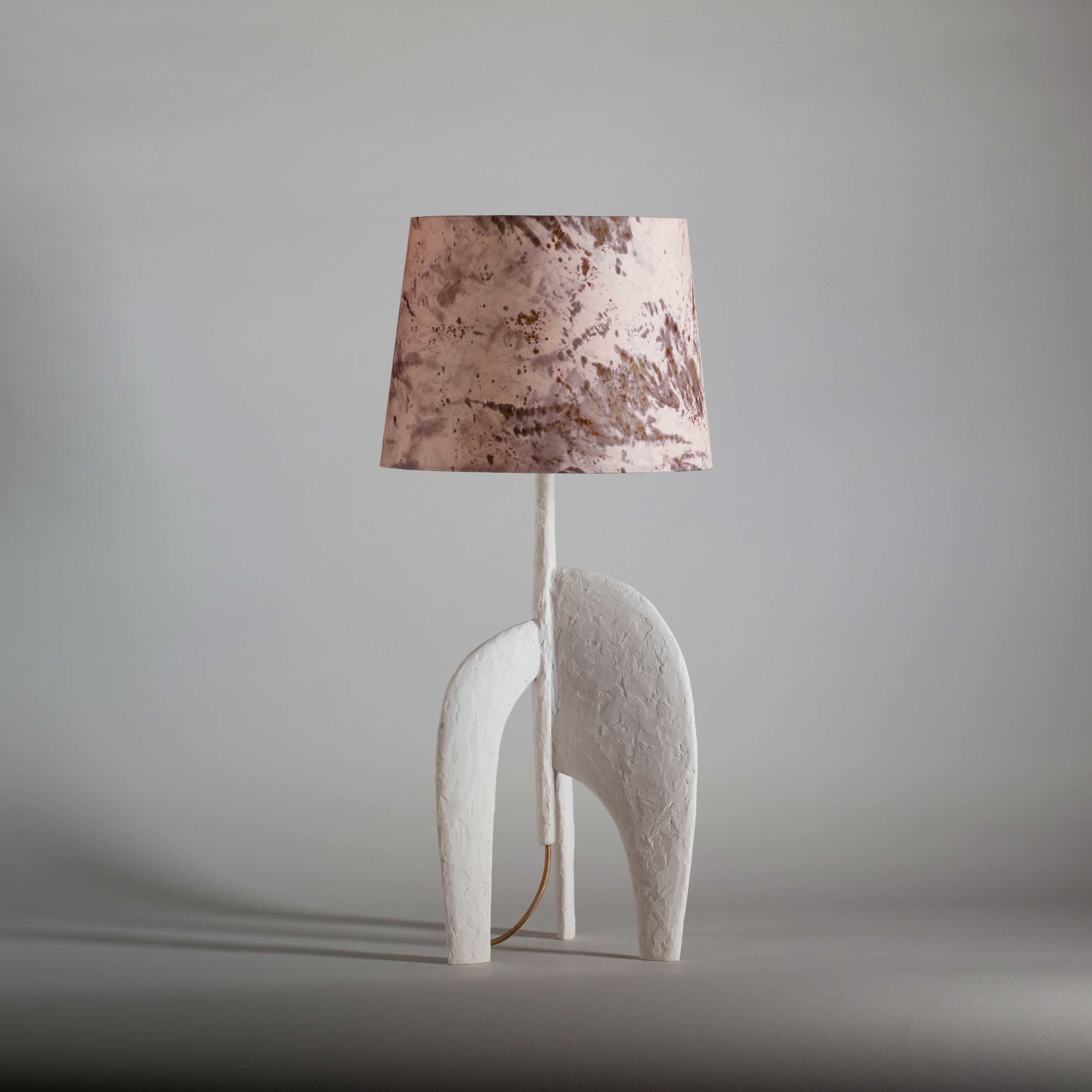 Neo White Marble Lamp with pink silk shade
