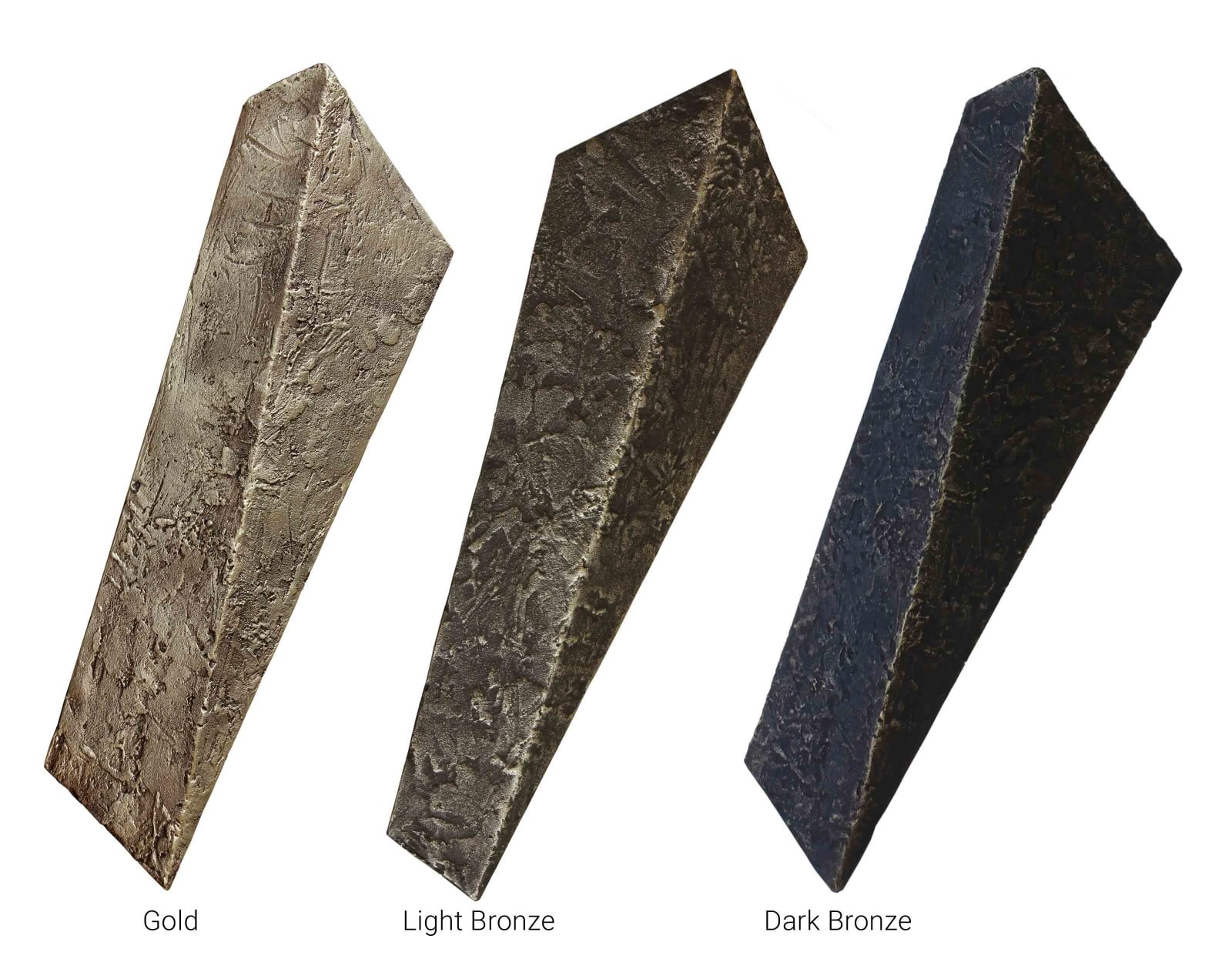 Finishes: Gold, light bronze, dark bronze