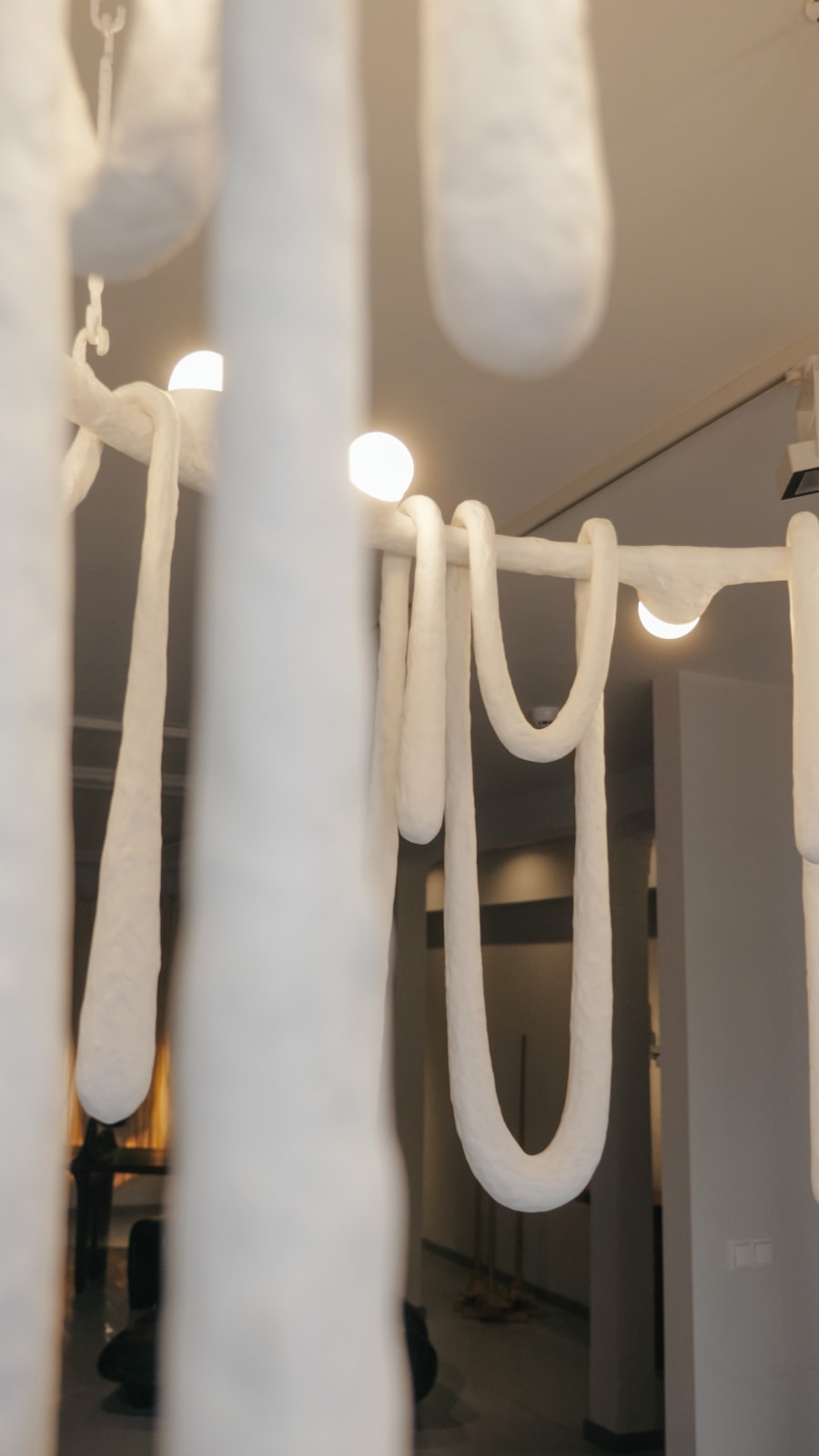 Olga Engel, Love Letters chandelier medium, bulbs on the upper ring, 2023