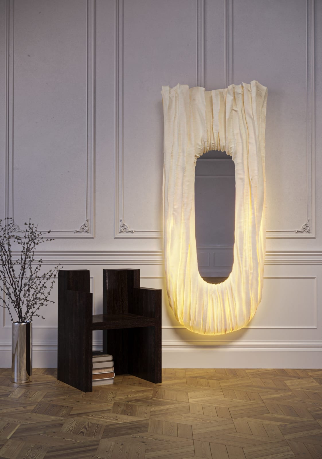 Olexandr Pinchuk, Mirror, Iron & Canvas #1, 2024