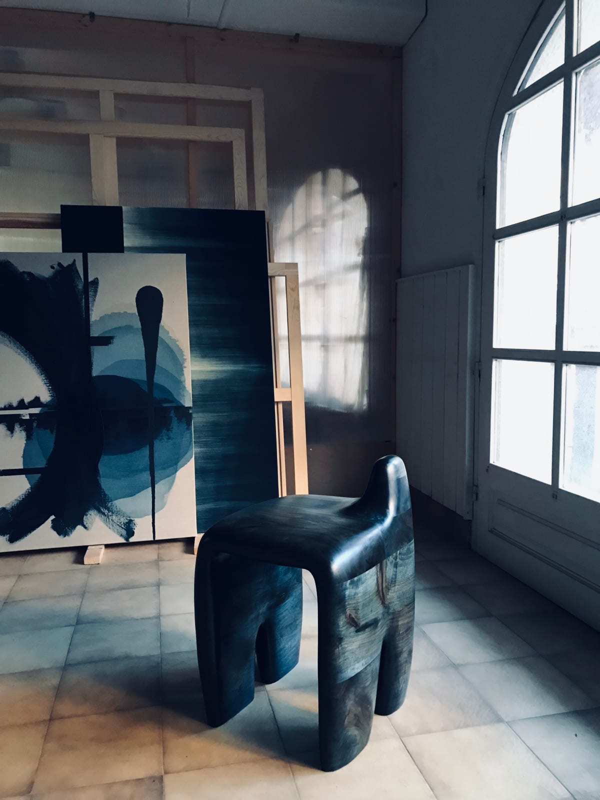 Jordi Sarrate, Indigo Blue stool, 2023