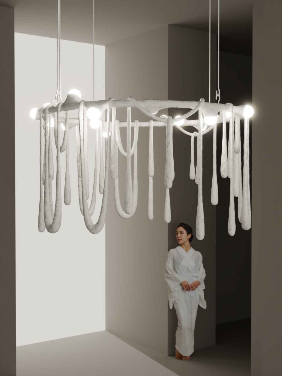 Olga Engel, Love Letters Chandelier Large (Large 144cm ⌀, bulbs on the upper ring), 2023