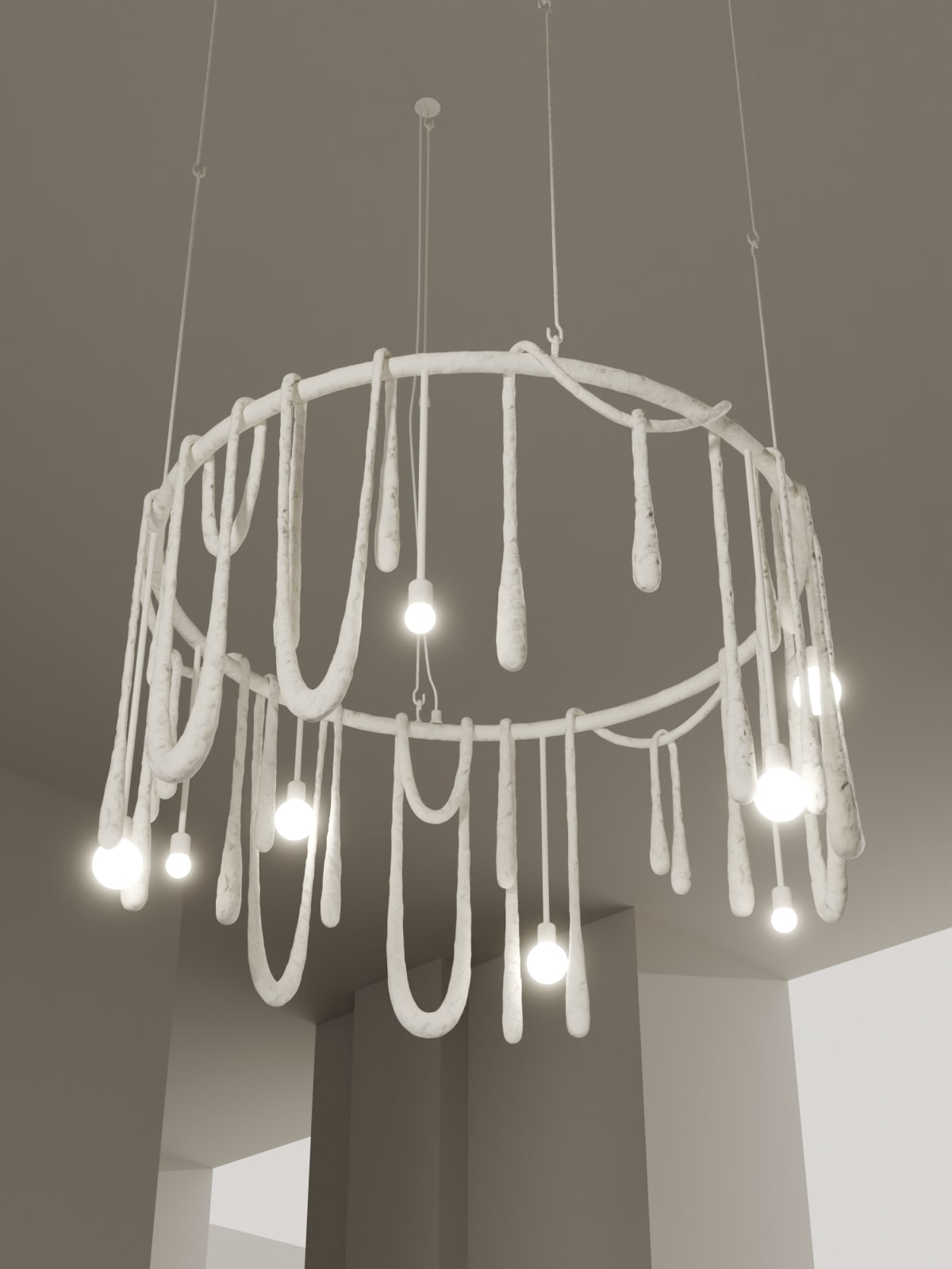 Olga Engel, Love Letters Chandelier Large (Large 144cm ⌀, bulbs on the ropes), 2023
