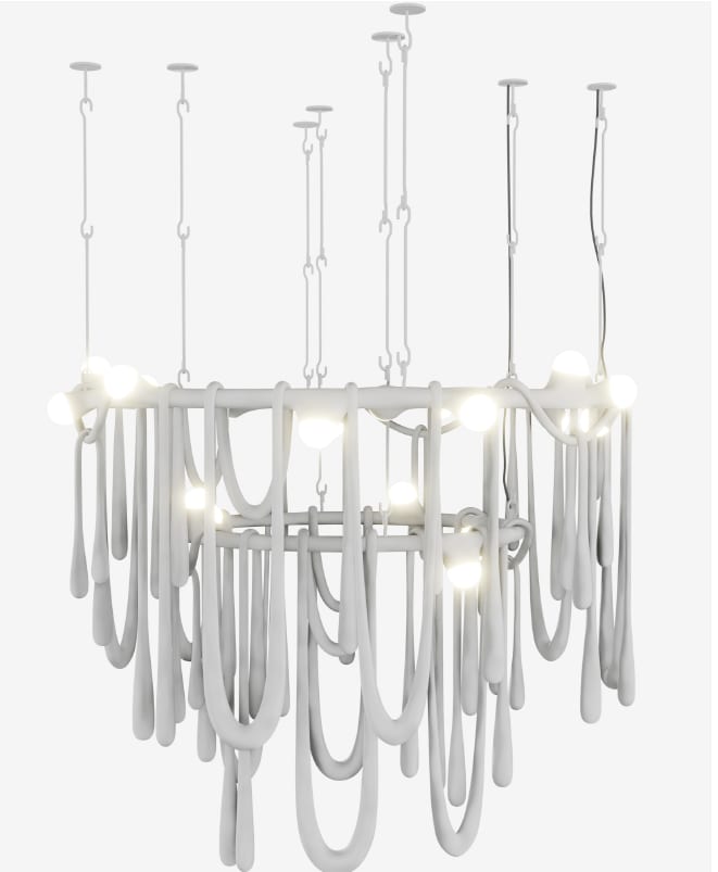 Olga Engel, Love Letters chandelier large, bulbs on the upper ring, 2023