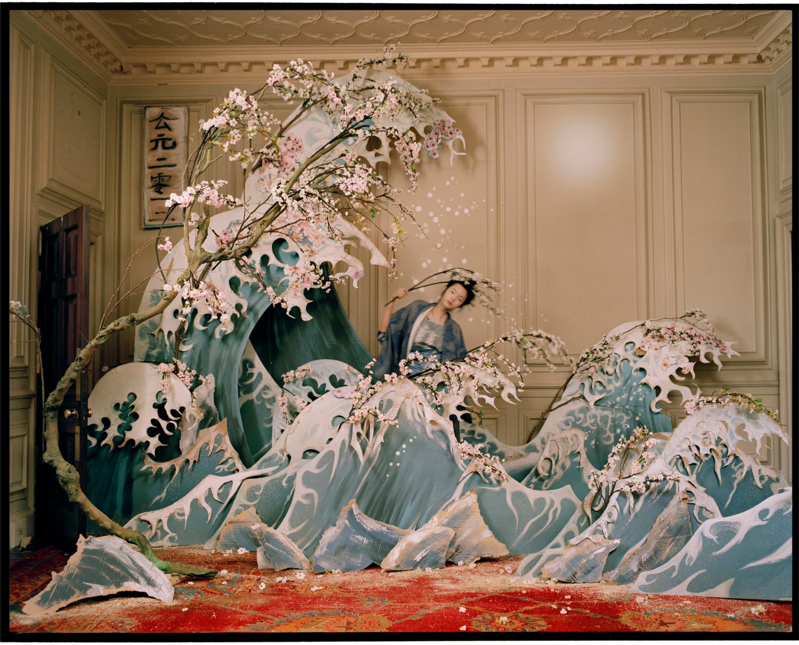 Tim Walker, Xiao Wen Ju with Hokusai’s Great Wave of Kanagawa, Eglingham, Northumberland, 2012