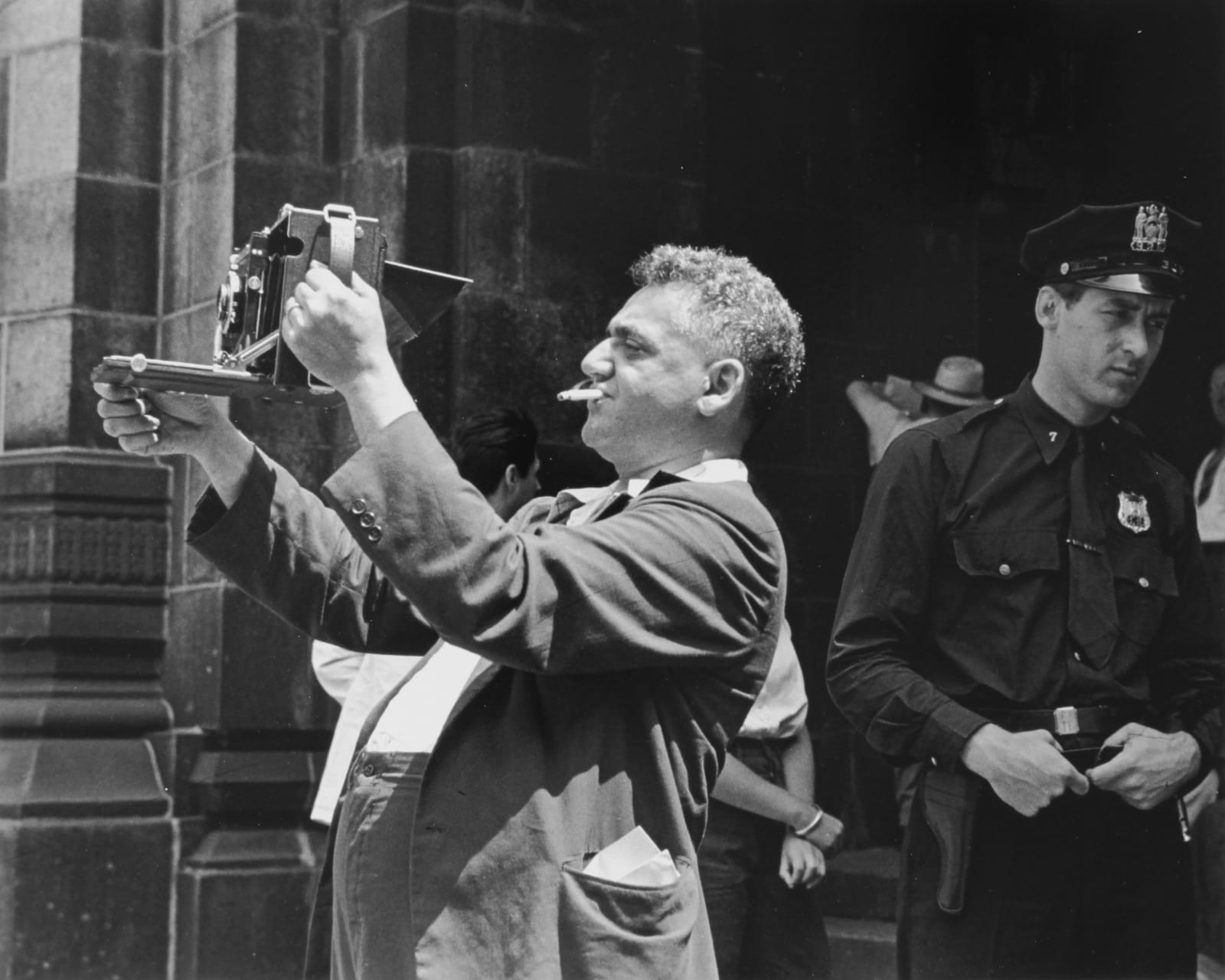 Ronny Jaques, Weegee on location for the film ‘Naked City’, NYC 1947