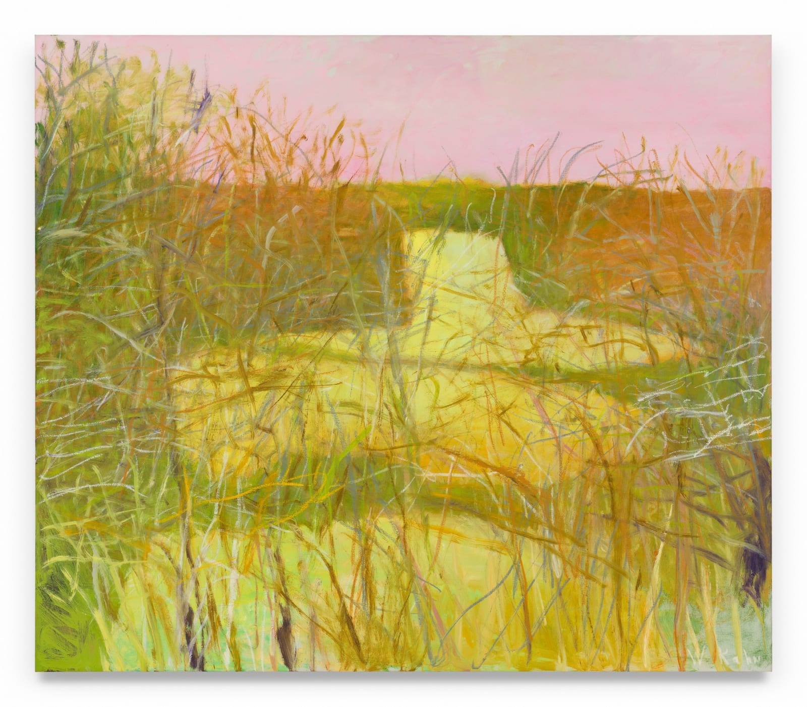 WOLF KAHN, Uphill Yellow Field, 2008