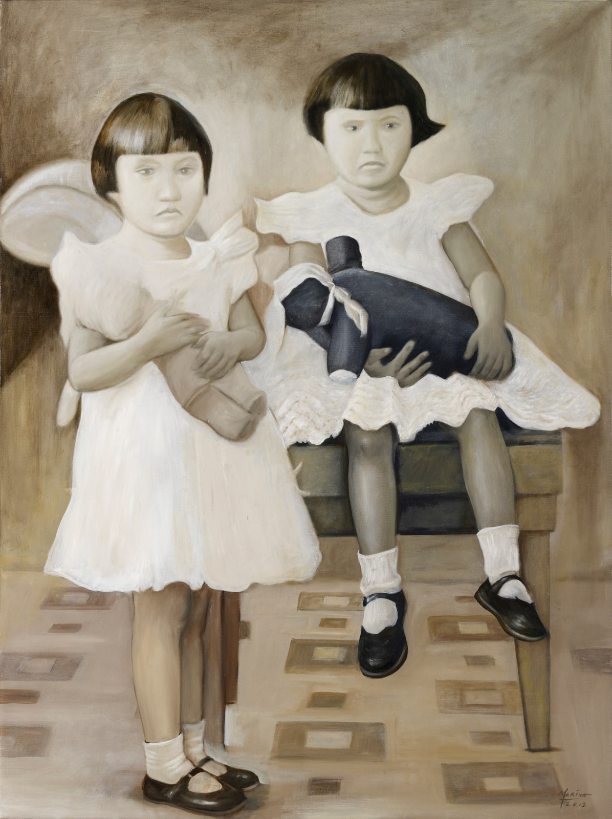 瑪莉娜．克魯斯, 《 1955年抱著娃娃的伊麗莎與萊拉 》 Elisa & Laura Cuddling Their Toys 1955 , 2012