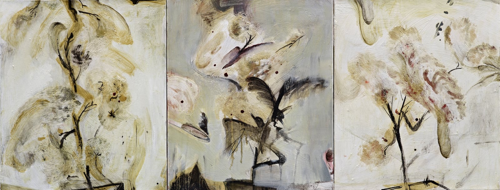 鍾江澤 , 《花鳥小方盆—三聯屏》 Square Basin of Flowers and Birds (Three Pieces), 2012