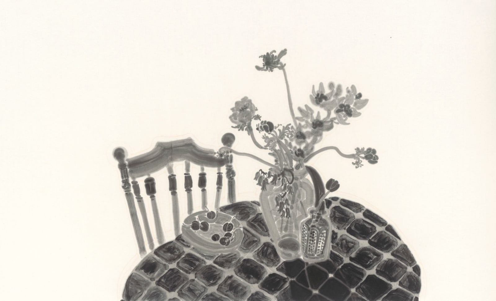 楊寓寧, 《櫻桃色的桌巾》 Cherry-Colored Tablecloth, 2024