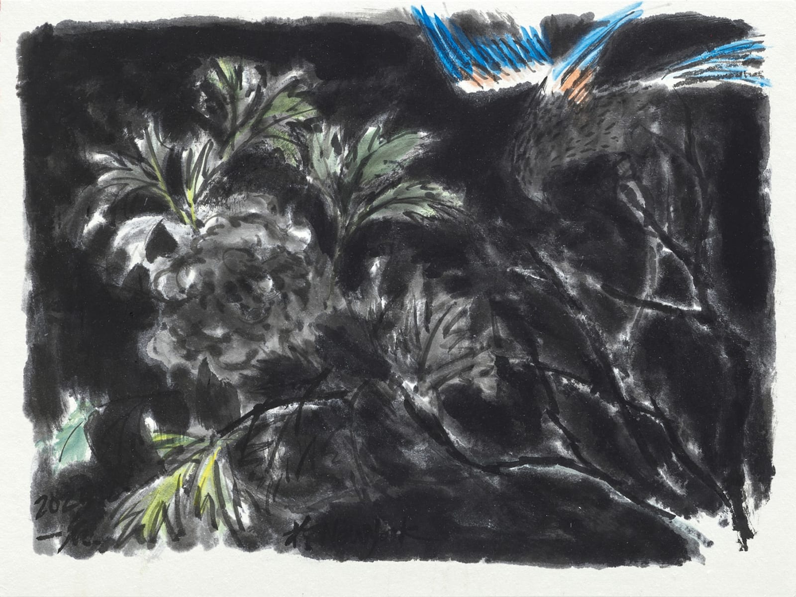 鄔一名, 《花鳥：重複文本 1》Flowers and Birds: Repeated Text 1, 2023