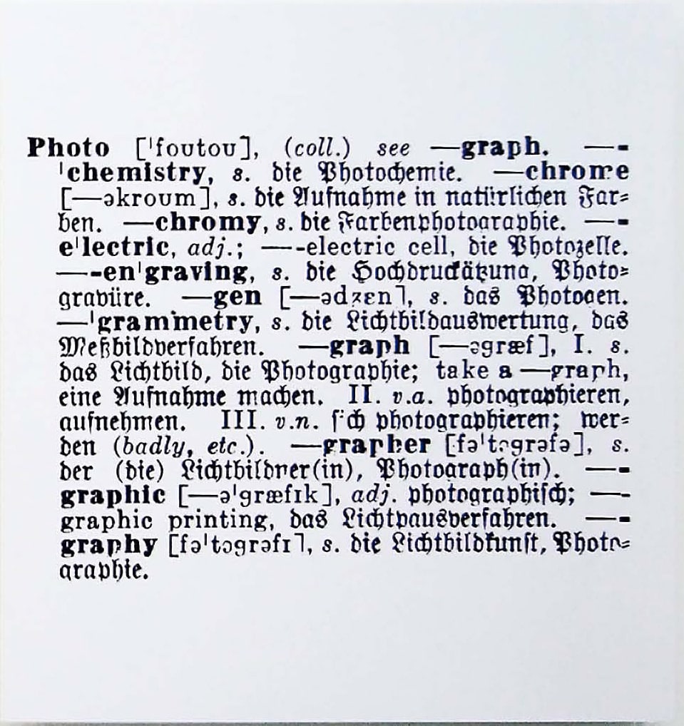 Joseph Kosuth One and Three Photographs [Eng./Germ.], 1965