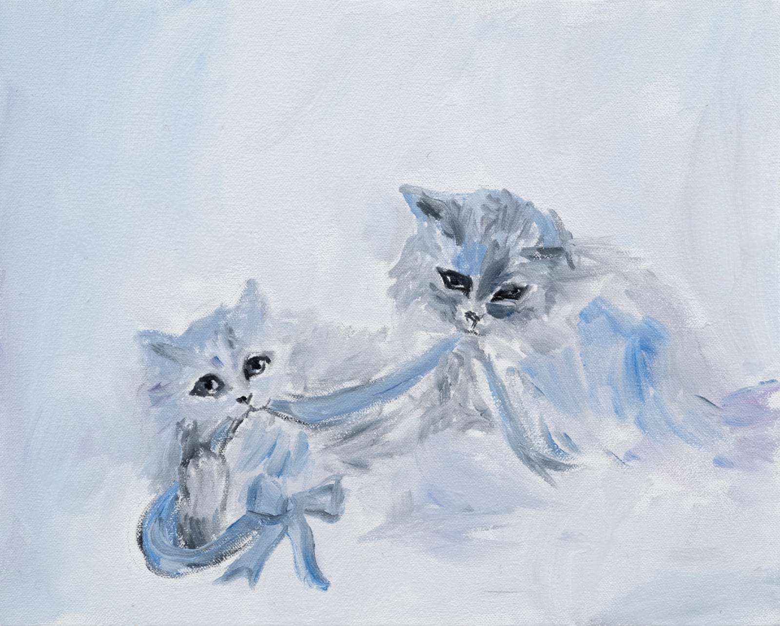 Karen Kilimnik, cats playing in the snow, Siberia, 2020