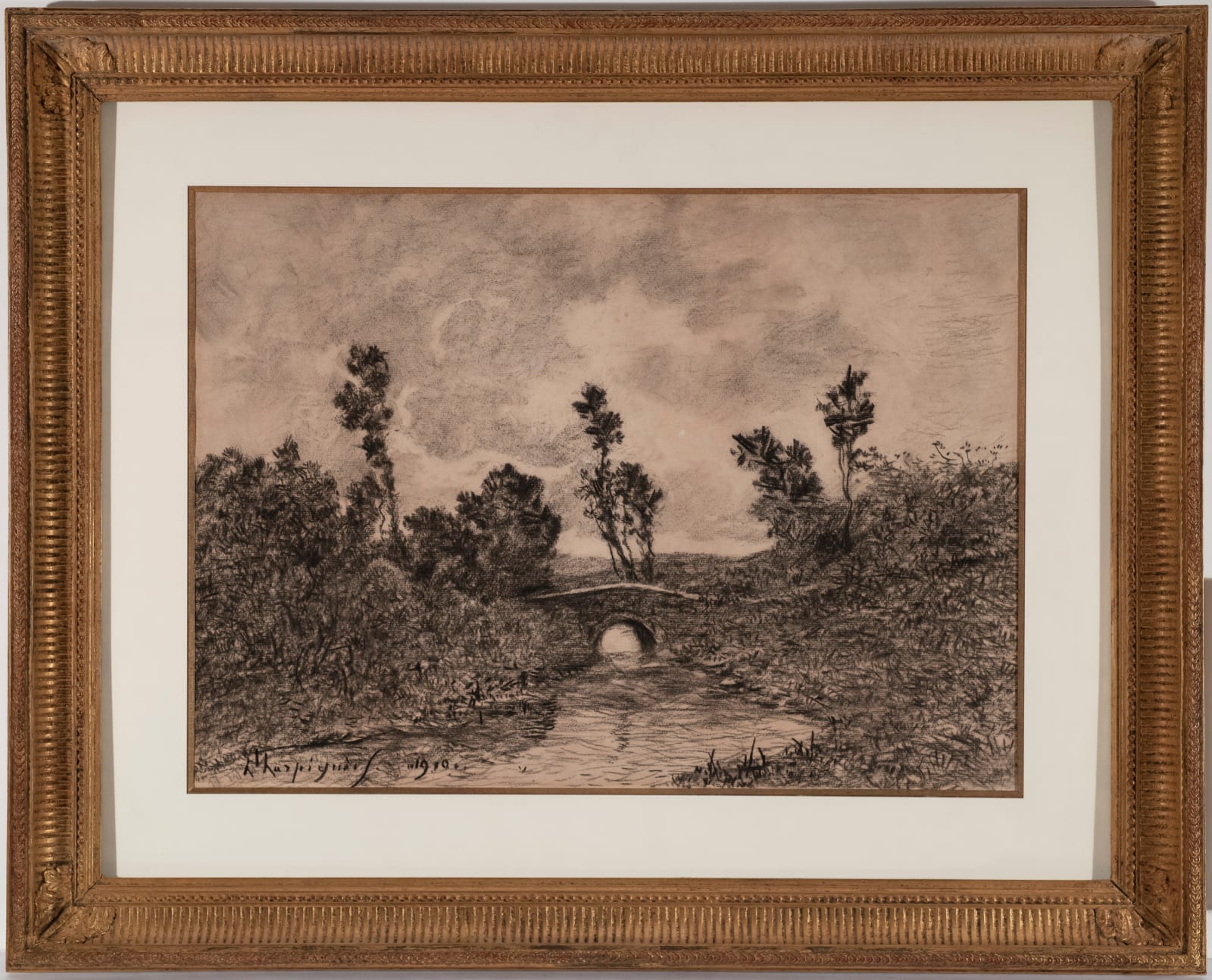 Henri Joseph Harpignies (1819-1916), Le Pont de Saint-Prive, 1919