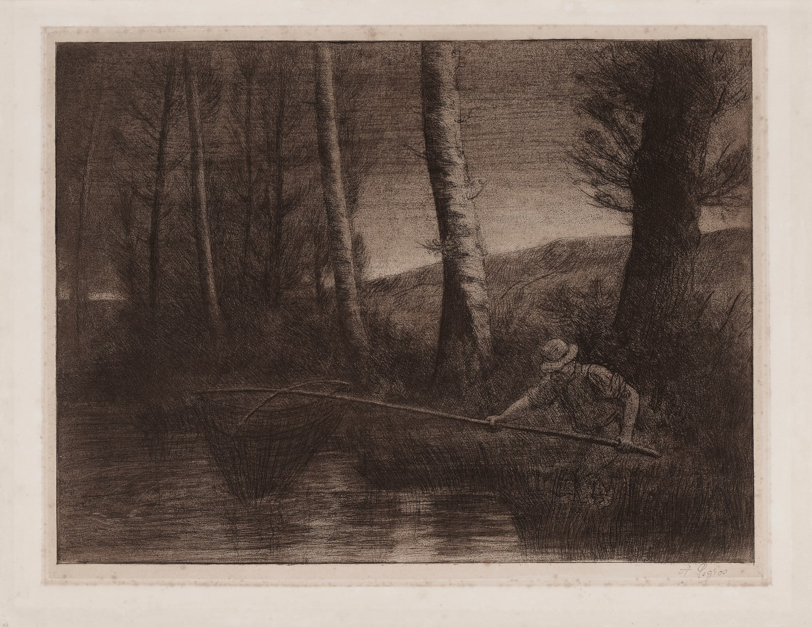 Alphonse Legros (1837-1911), Fisherman with a Hoop-net (La Pêche à la Truble)
