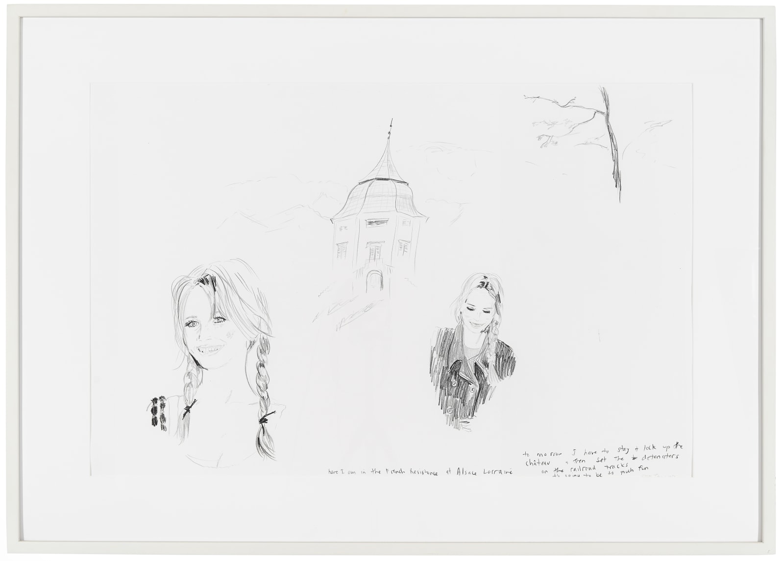 Karen Kilimnik Here I am in the French Resistance at Alsace Lorraine, 1998 Crayon on paper