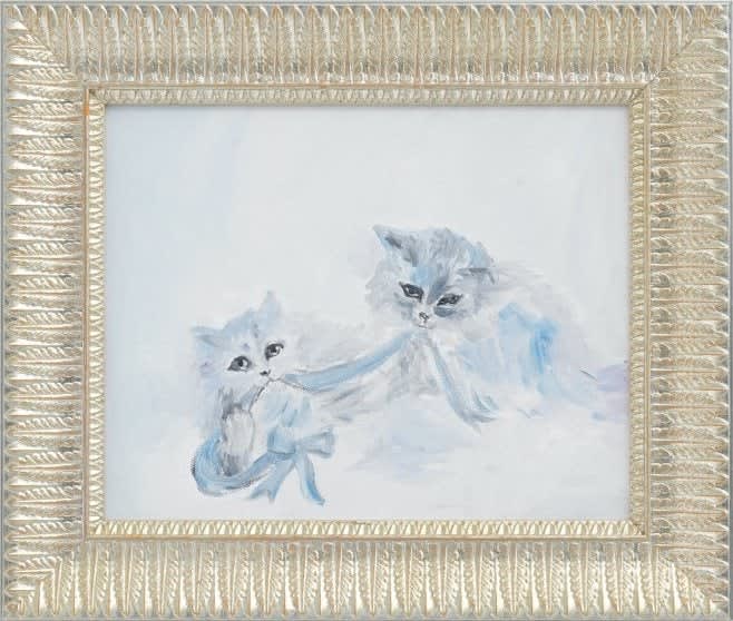 Karen Kilimnik, cats playing in the snow, Siberia, 2020