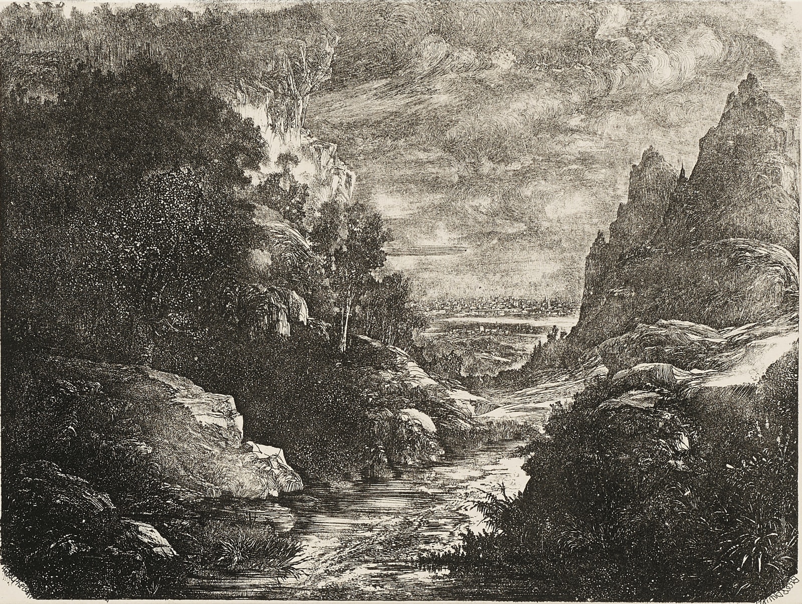 Rodolphe Bresdin (1822-1885), The Gorge Creek (Le Ruisseau des Gorges), 1871