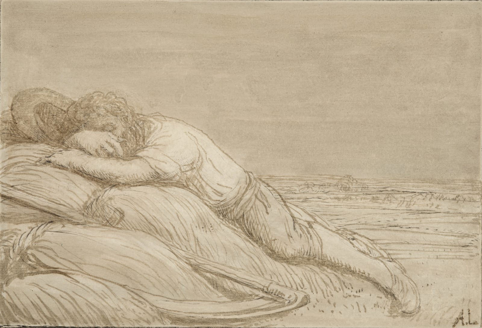 Alphonse Legros (1837-1911), Siesta of a Harvester (Sieste d'un Faucheur), second plate