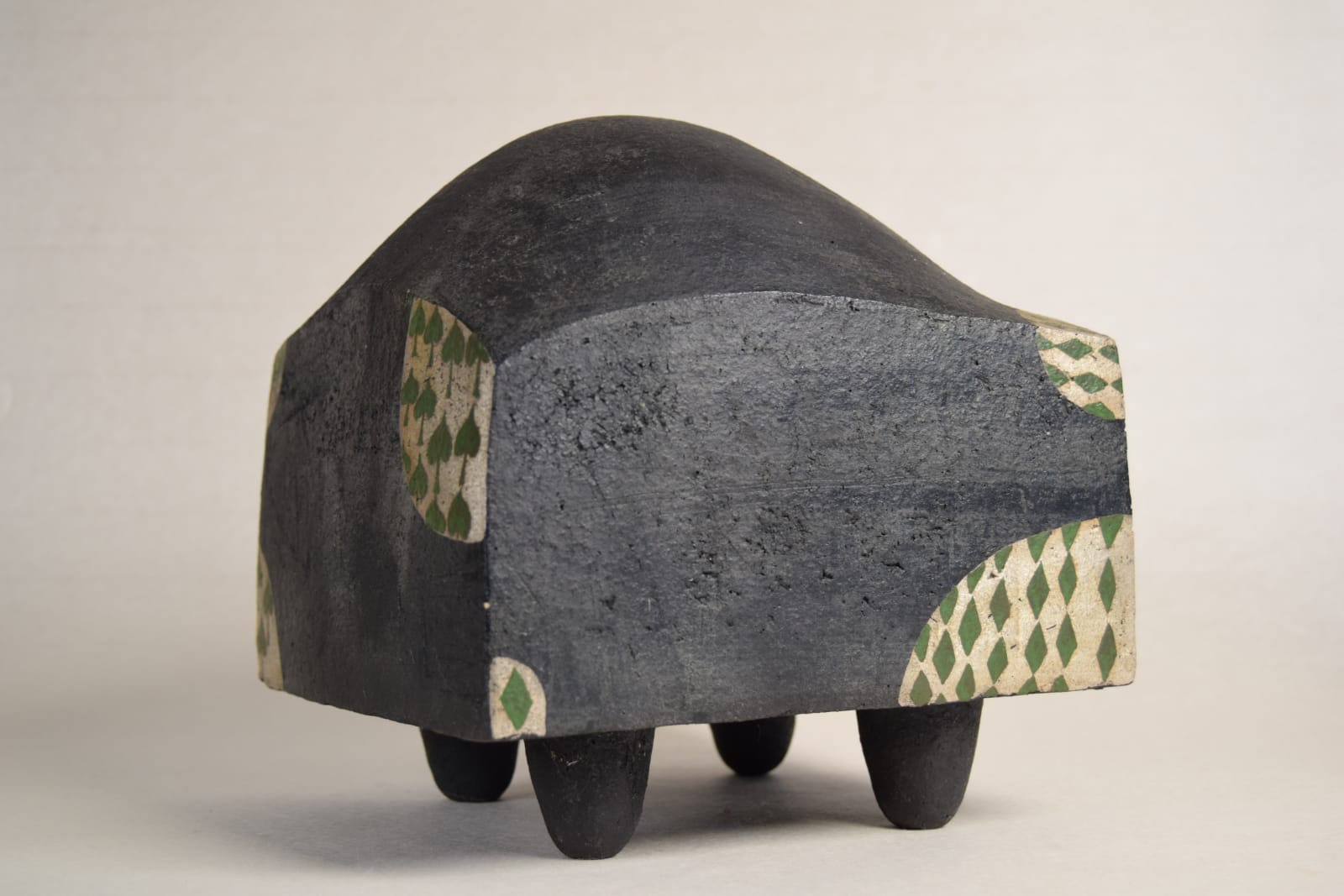 Taimei Morino (1934-Present), Ceramic Cube (black silver and green), Circa 1970