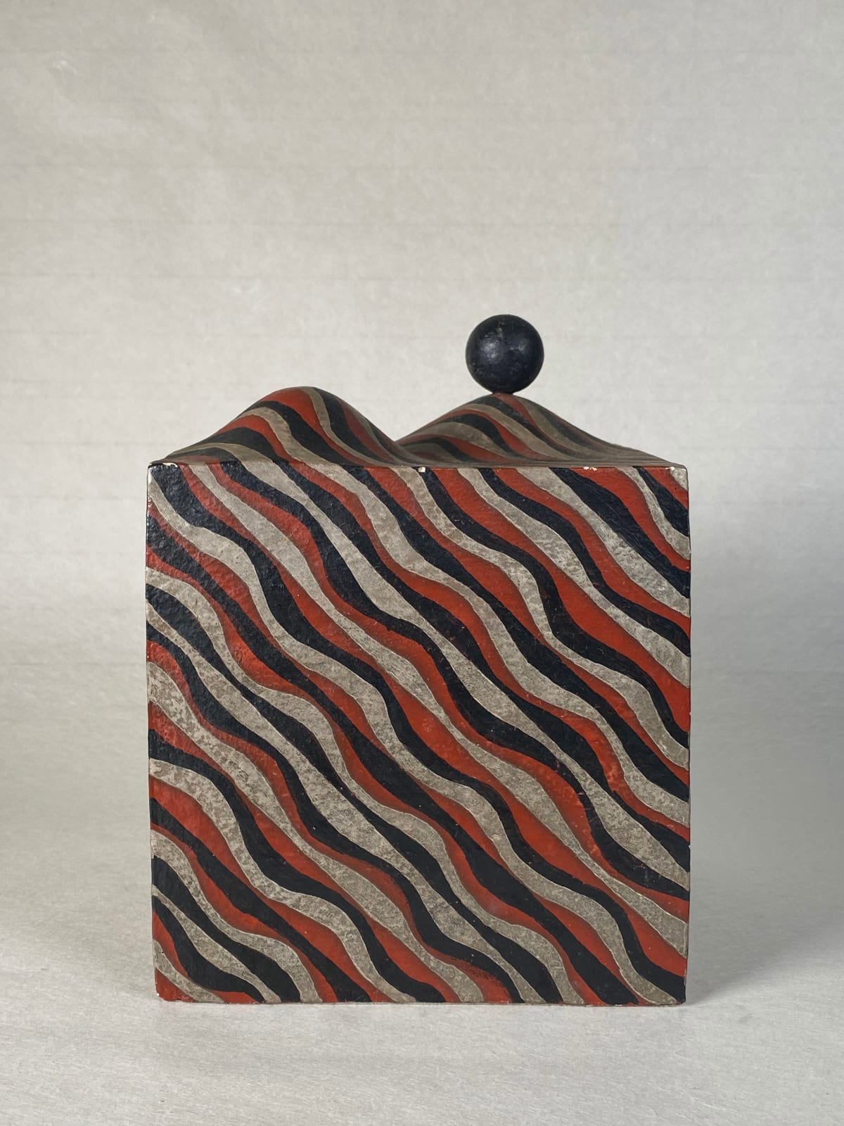 Taimei Morino (1934-Present), Ceramic Cube (black red and silver), Circa 1970