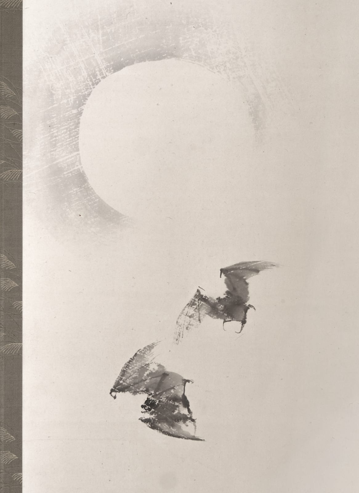 Renzan Kishi (1805-1859), Bats flying before Moon, ca 1850s